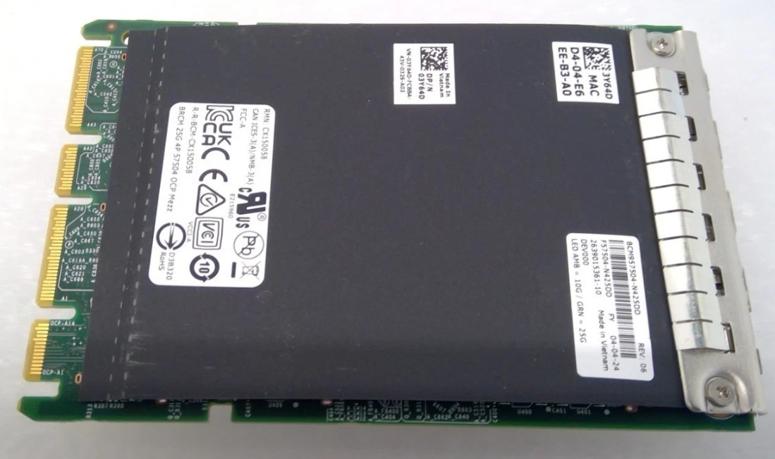Dell 03Y64D Broadcom BCM957504-N425DD 4-Port 25GbE SFP28 OCP Network Card