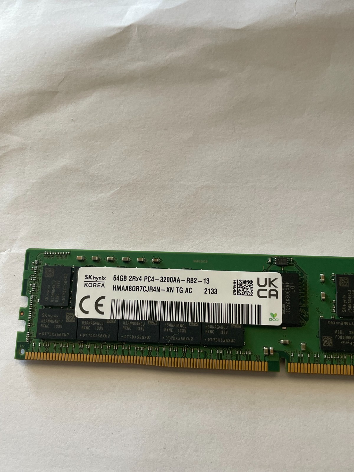 SK Hynix 64GB 4DRx4 PC4-3200AA-RB2-12 HMAA8GR7CJR4N-XN-TG-AC- 2133 Server Memory