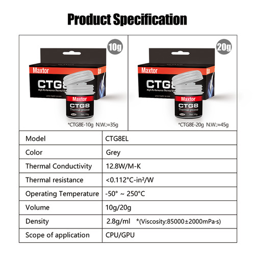 Maxtor CTG8EL-20g Plastic Jar Thermal Paste 12.8W/m.k Carbon High Performance