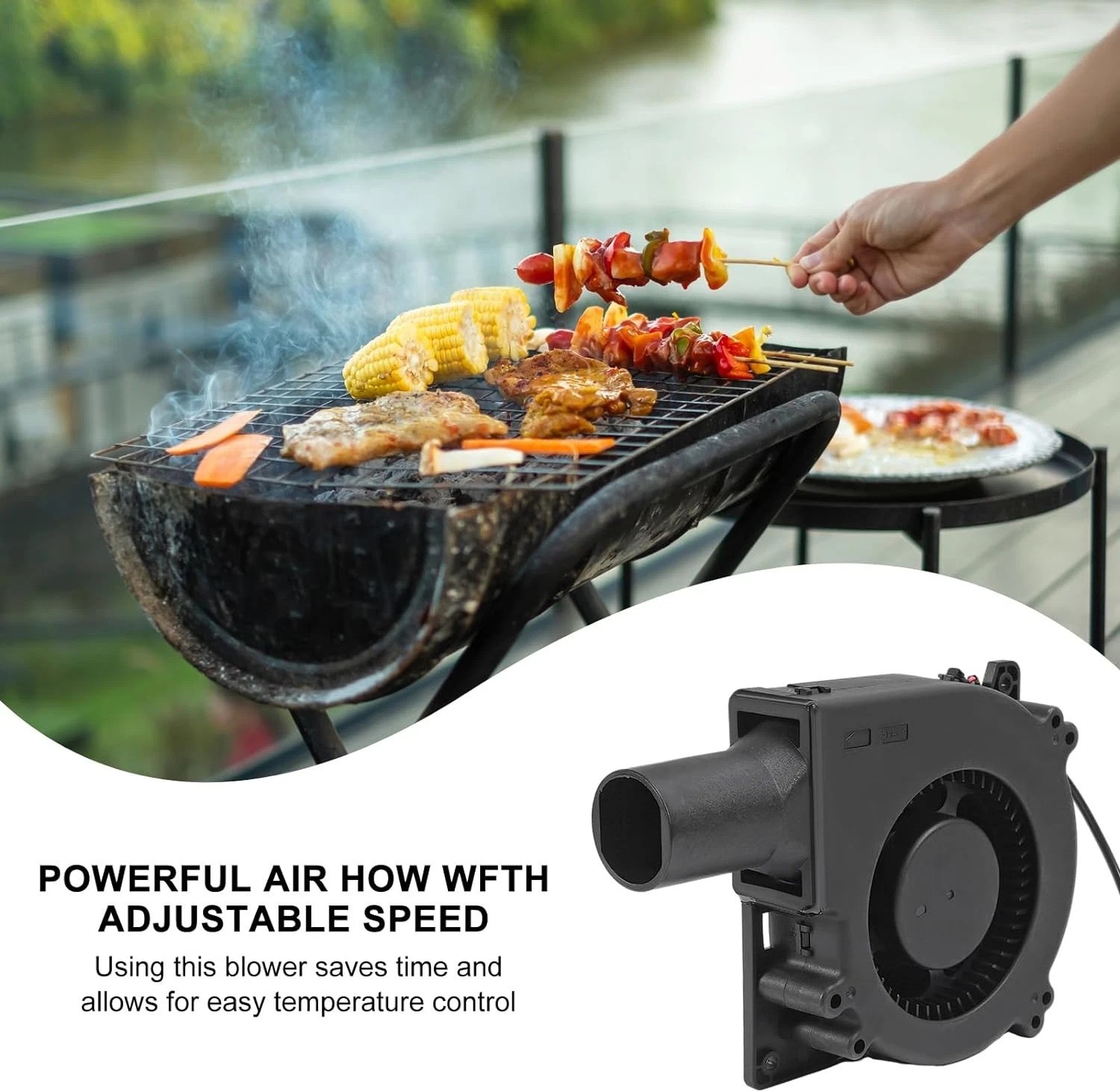 120Mm BBQ Fan 12V 4.72In Blower Brushless with 110V/120V Variable Speed