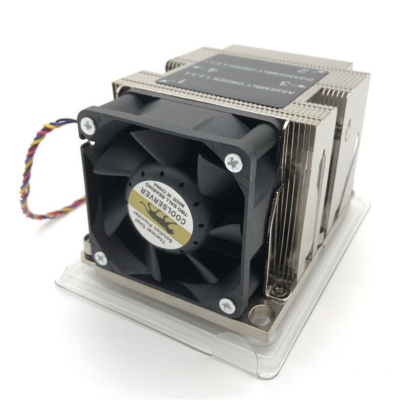 Intel LGA3647 2U CPU Cooler 3 Heat Pipes PWM Fan Rectangular Active