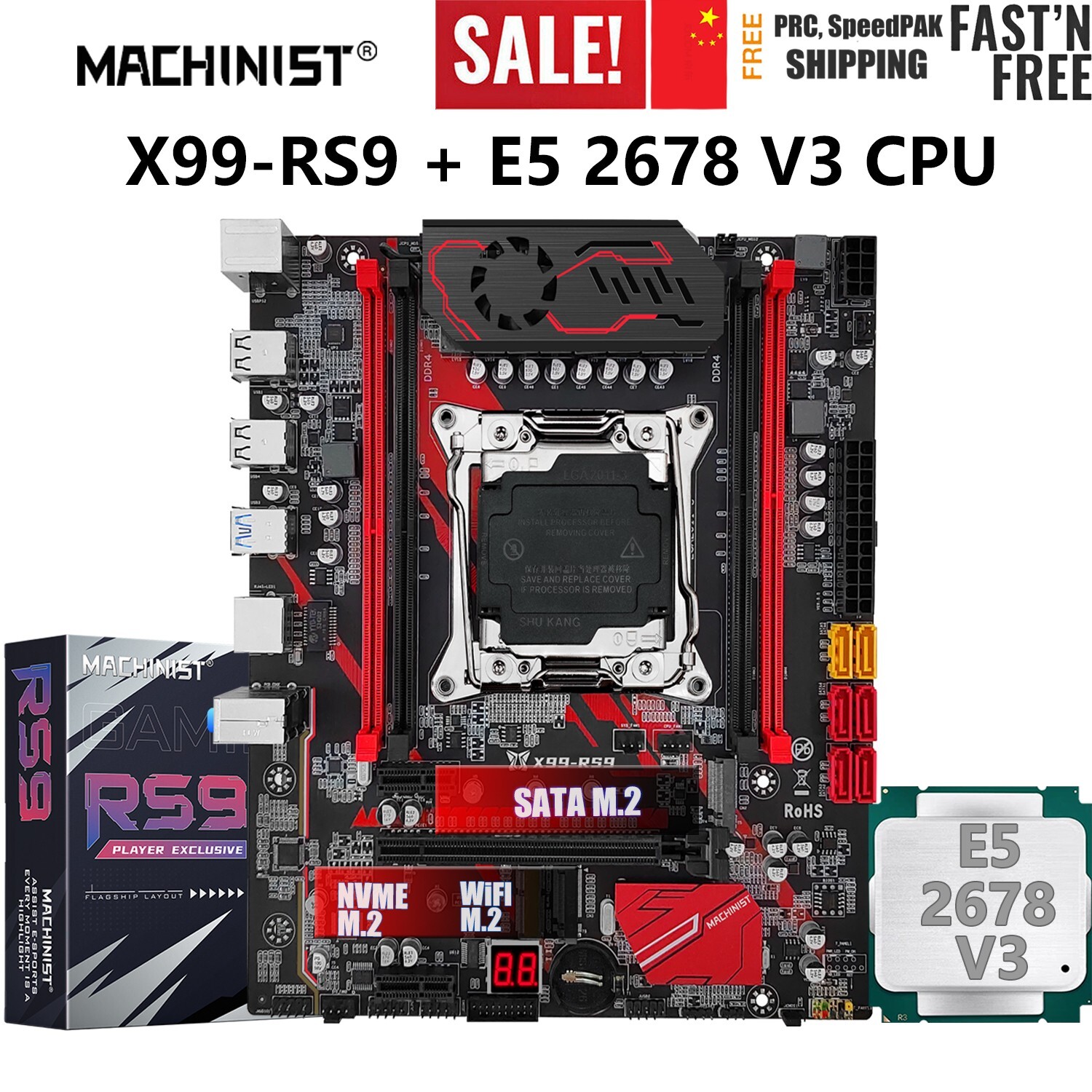 RS9 Kit Motherboard Xeon Set E5 2678 V3 CPU LGA 2011-3 DDR4 RAM M.2 NVME WIFI3.0