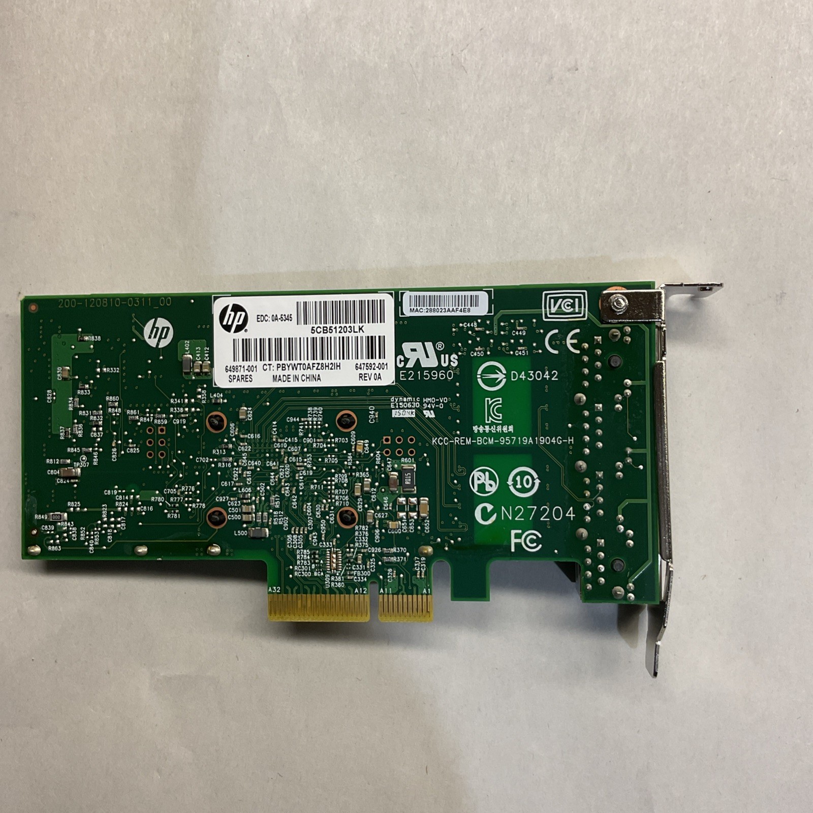 HP ETHERNET 1GB 4-Port 331T ADAPTER NETWORK CARD 649871-001 High Profile