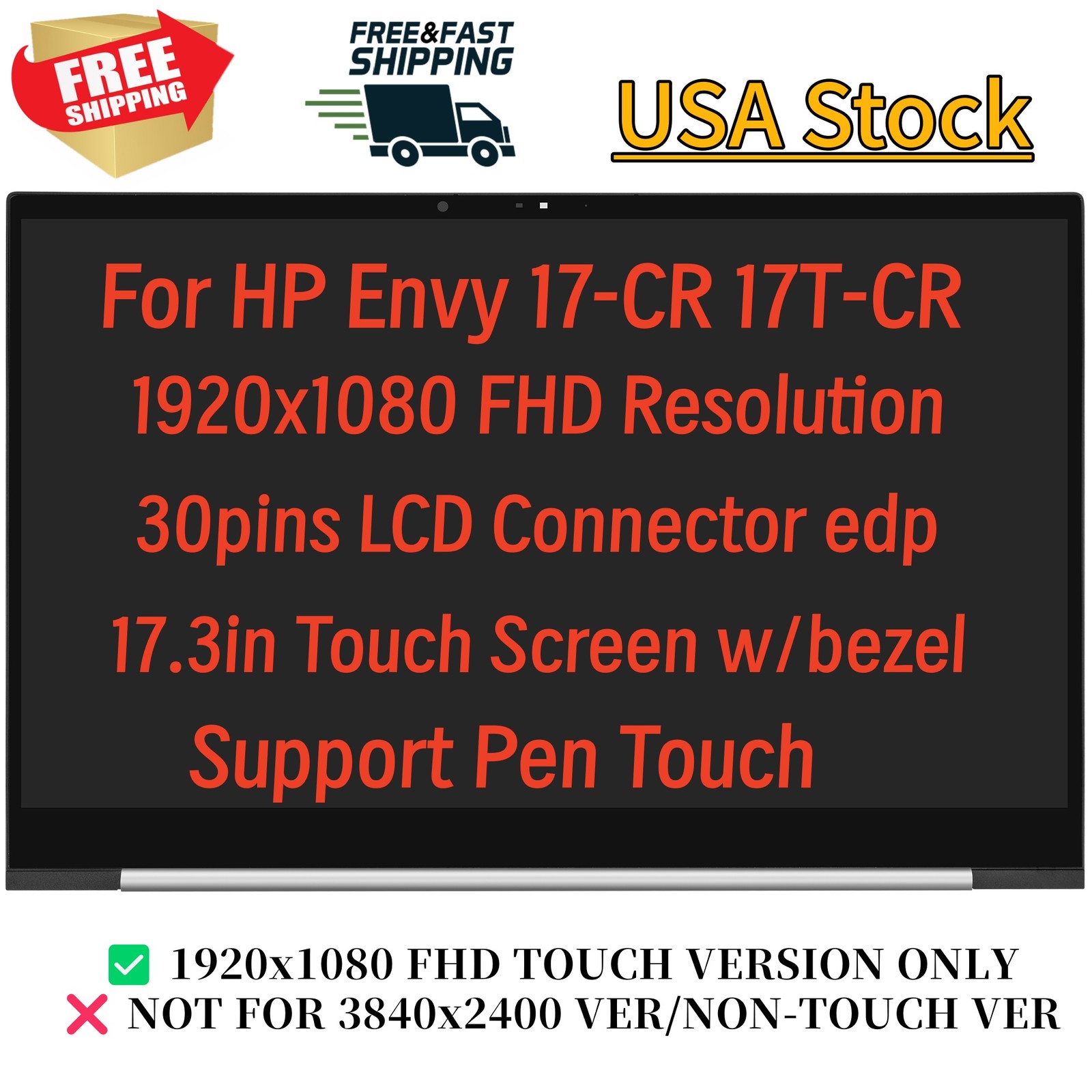 N46436-001 For HP Envy 17T-CR100 17T-CR0000 LCD Display TS Assembly with frame