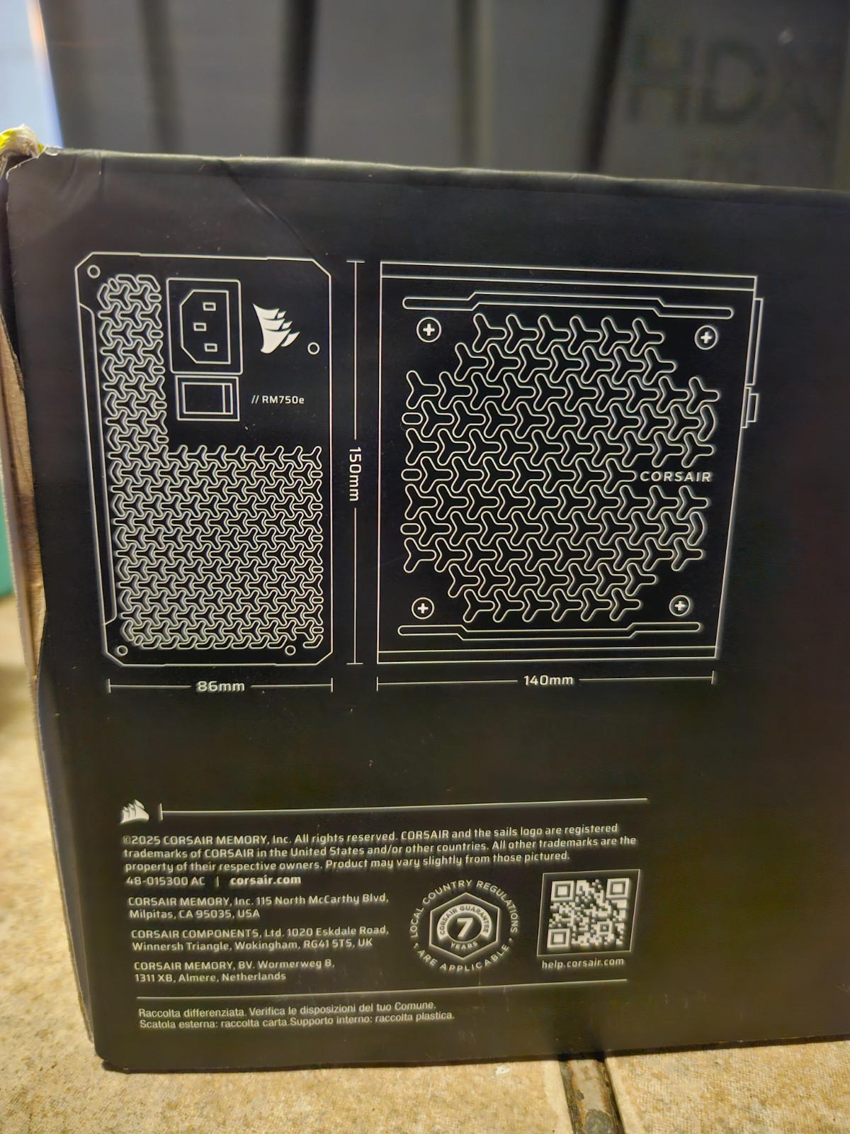 Corsair RM750e Fully Modular ATX Power Supply Low Noise ATX 3.1