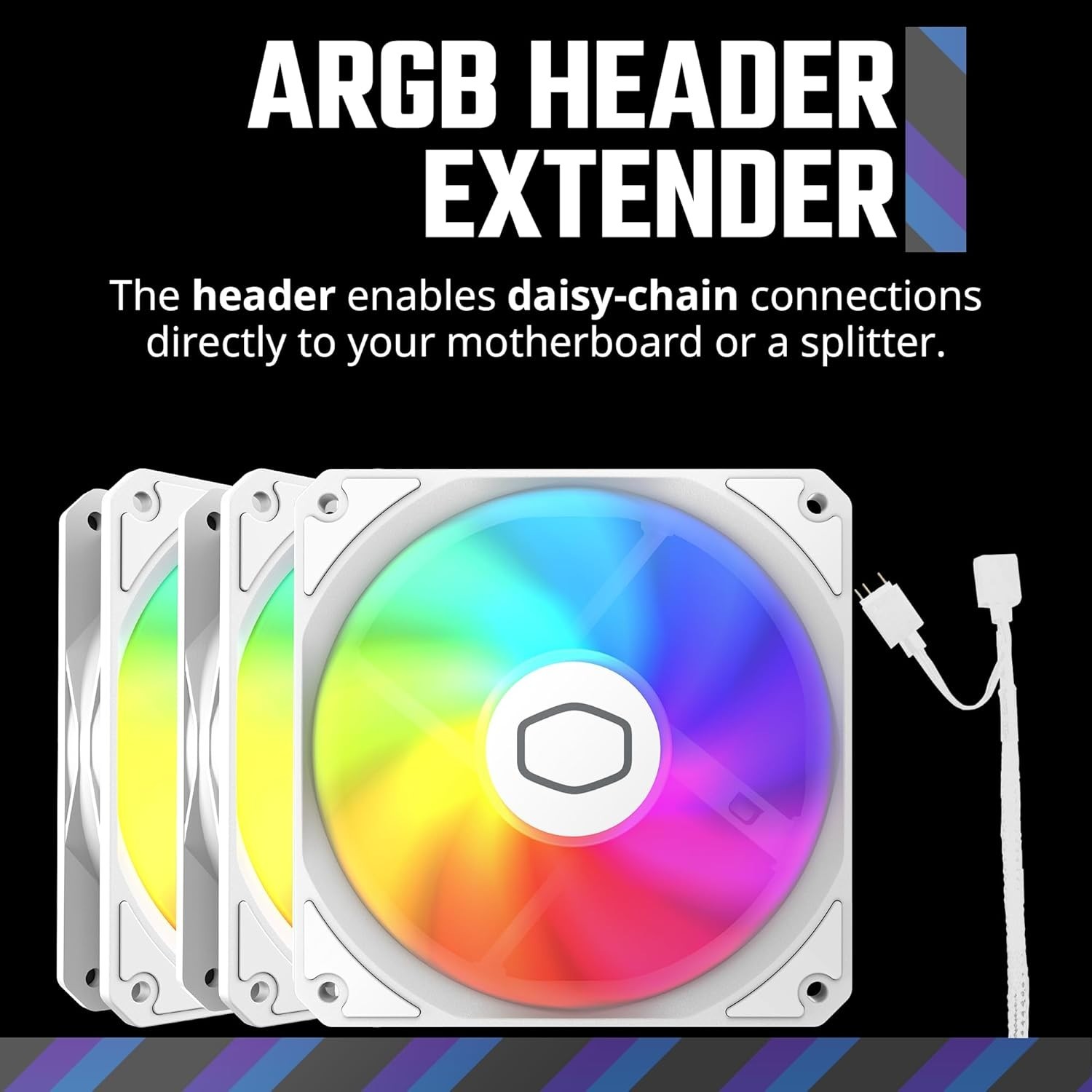 COOLERMASTER MF120 LITE ARGB 3-PACK FAN KIT (WHITE) – NEW