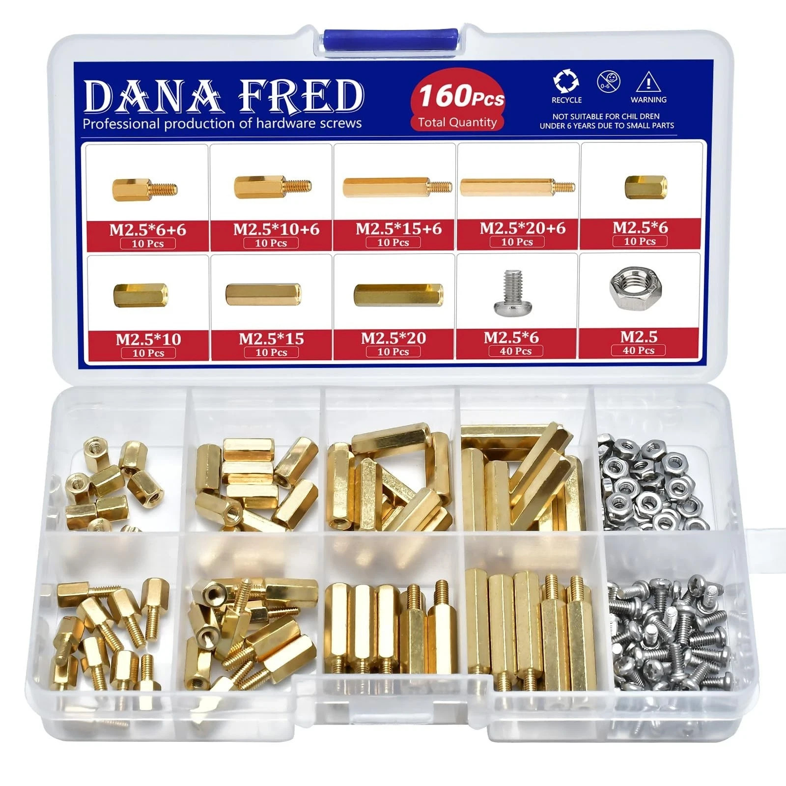 M2.5 Hex Standoff Spacers Nuts Screws Kit,160 Pcs M2.5 Male Female Metric Thr…