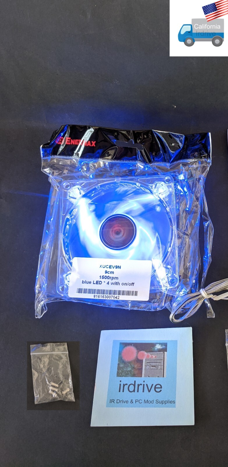 New Enermax Twister 92mm BLUE LED (ON/OFF Switch) 12V 3pin PC Case Cooling Fan