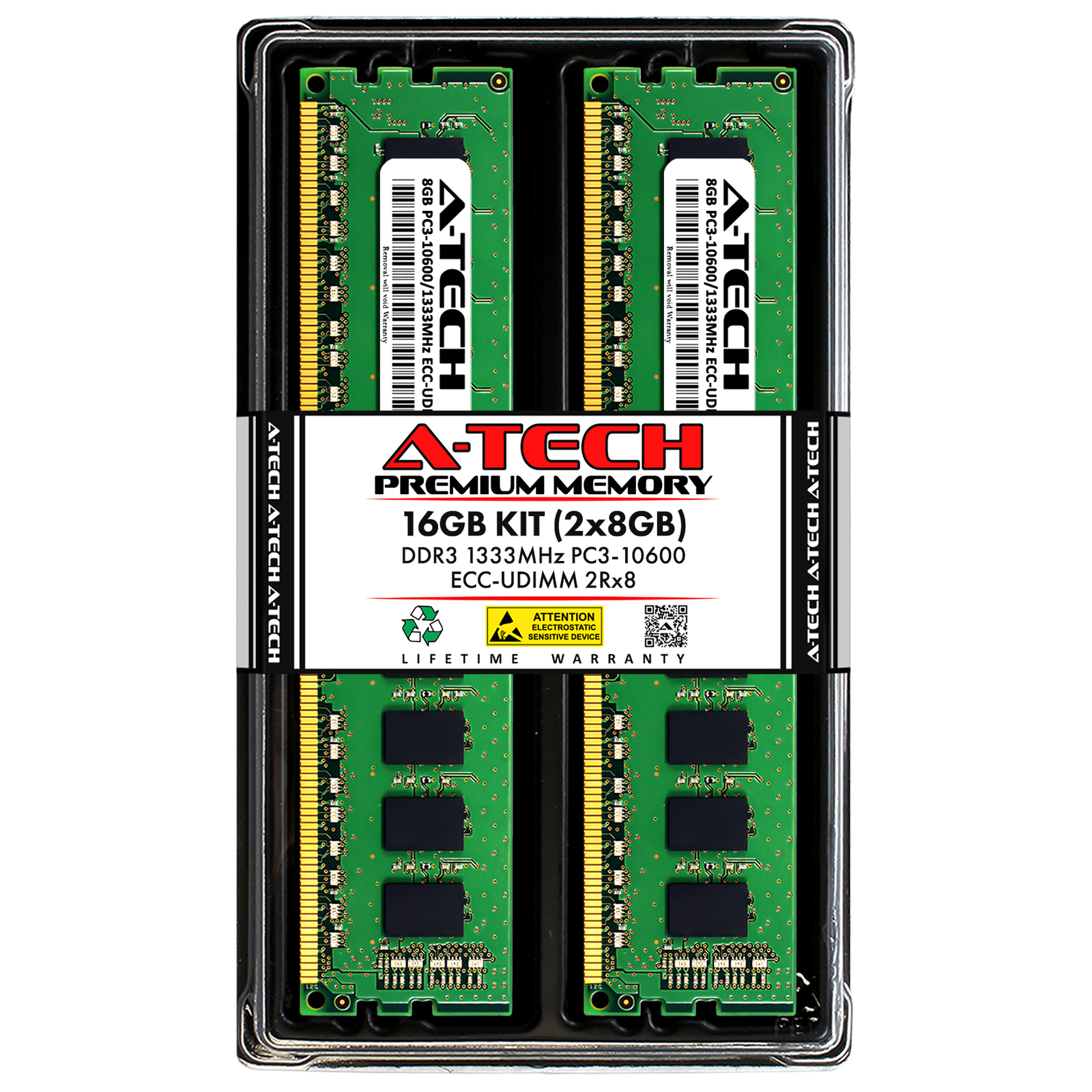 16GB 2x8GB PC3-10600E ECC Unbuffered UDIMM DDR3 1333MHz 240pin Server Memory RAM