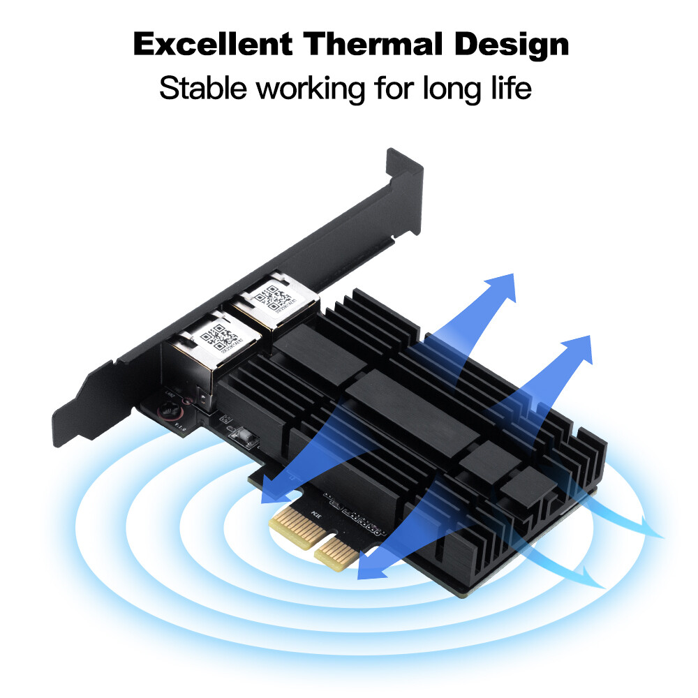 Dual Port 2.5G Gigabit LAN Gaming Card Network Card Intel I225 PCI-E x1 RJ45 NIC