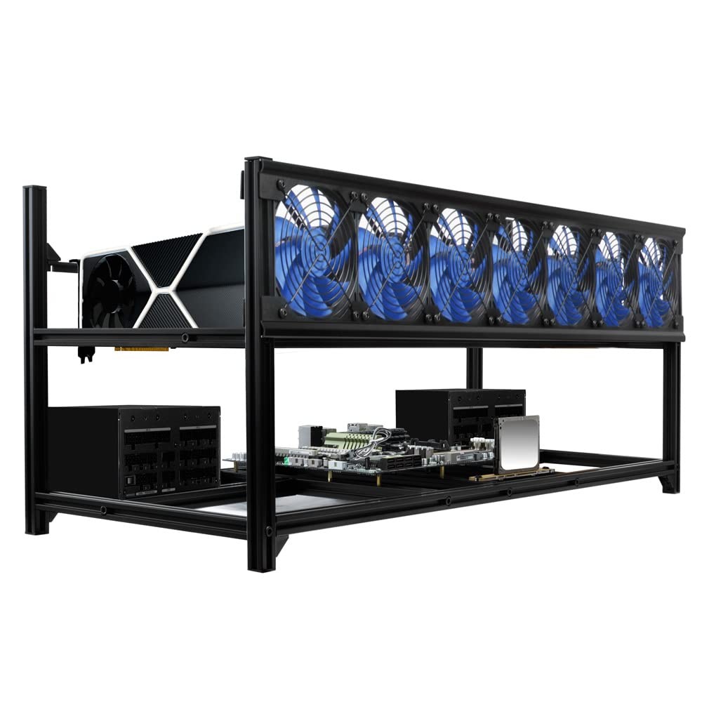 Kingwin 8 GPU Miner Rig Case Frame – Premium Stackable Aluminum Mining Enclosure