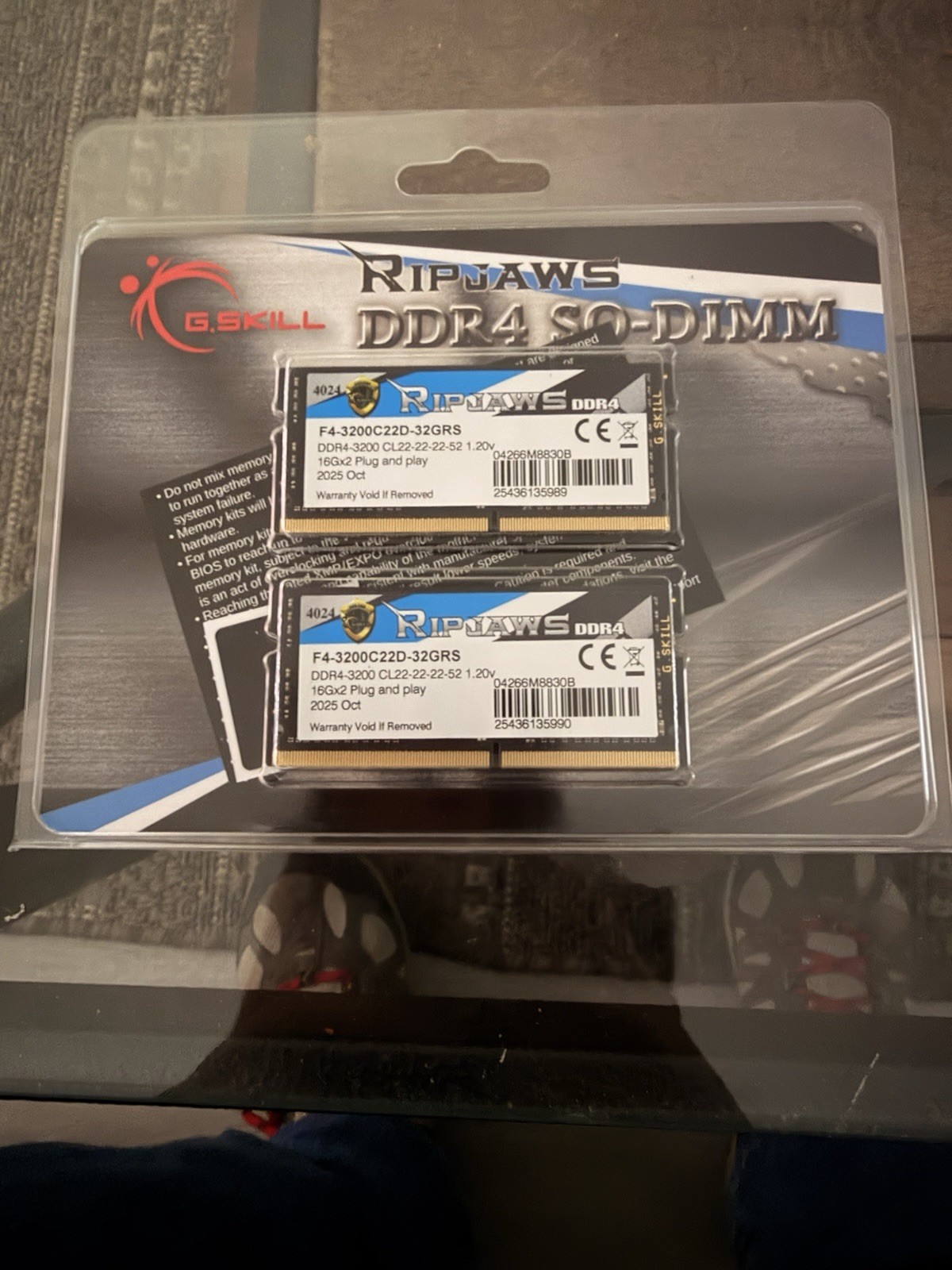 G.SKILL Ripjaws 32GB (2 x 16GB) DDR4 3200 SO-DIMM Laptop RAM – F4-3200C22D-32GRS