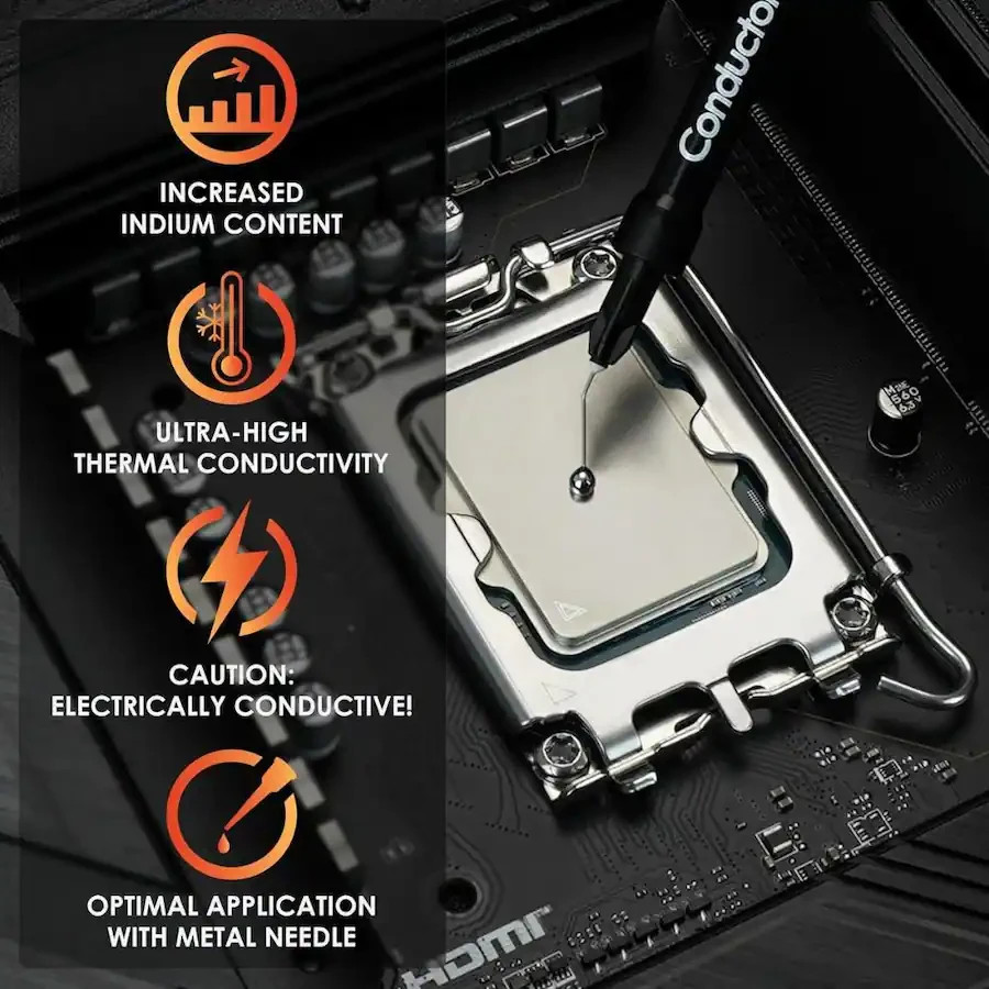 Thermal Grizzly Conductonaut 1g – Aluminum, Thermal Paste Based on Liquid Metal