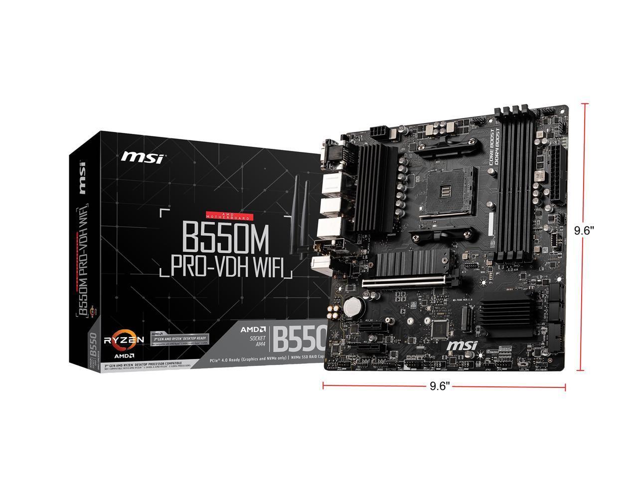 MSI PRO B550M PRO-VDH WIFI AM4 AMD B550 SATA 6Gb/s Micro ATX AMD Motherboard