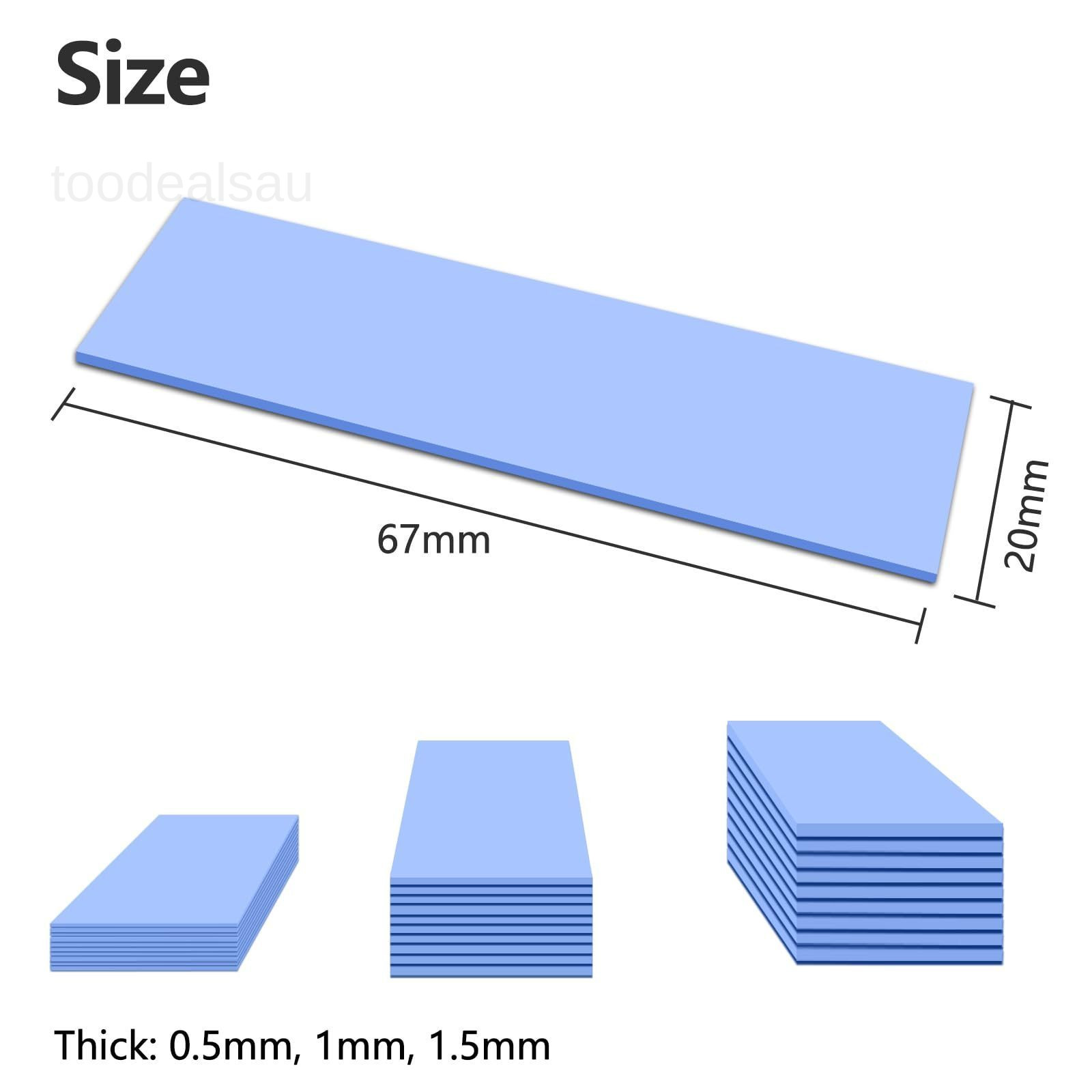 30PCS Silicone Thermal Pads GPU, Reusable CPU Blue 0.5mm/ 1mm/ 1.5mm