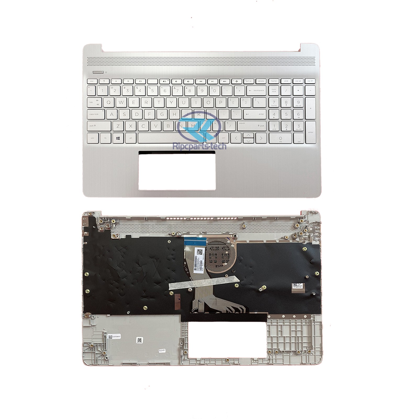 For HP Pavilion 15-DY 15-EF Palmrest Non-Backlit US Keyboard L63578-001 Silver