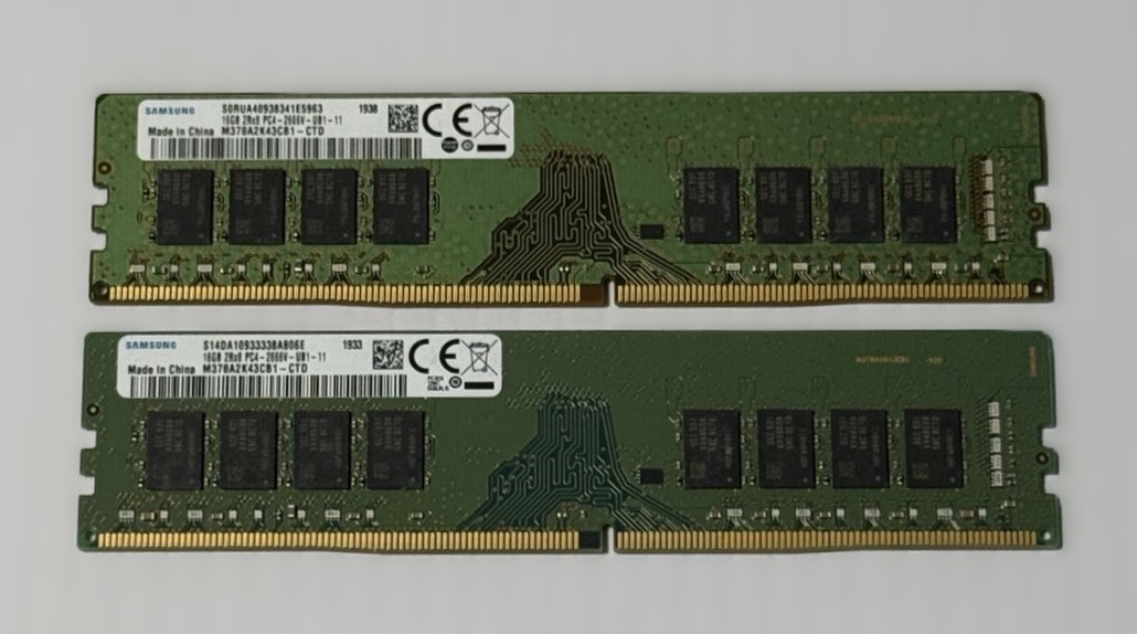 SAMSUNG 32GB (16GBX2) 2RX8 PC4-2666V M378A2K43CB1-CTD DDR4 1.2V UDIMM PC TESTED