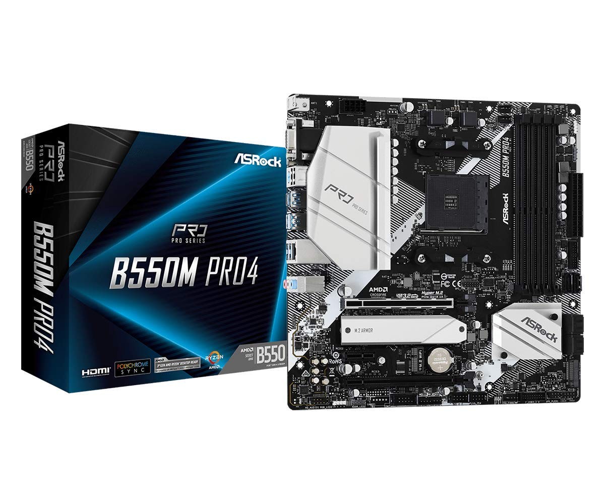 ASRock B550M PRO4 Supports 3rd Gen AMD AM4 Ryzen™ / Future AMD Ryzen™ Processors