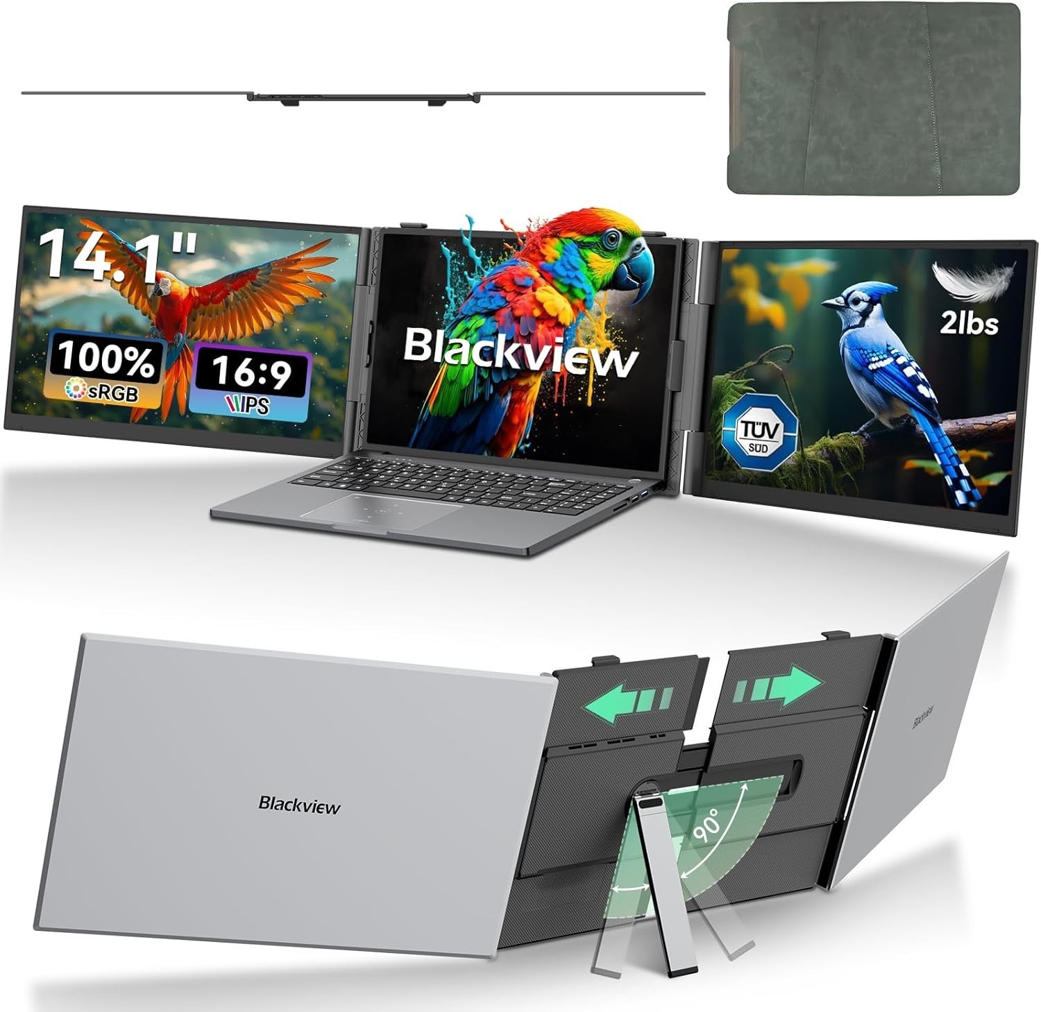 Blackview DCM6 Triple Laptop Screen Extender,14″ 1080P FHD IPS Portable External