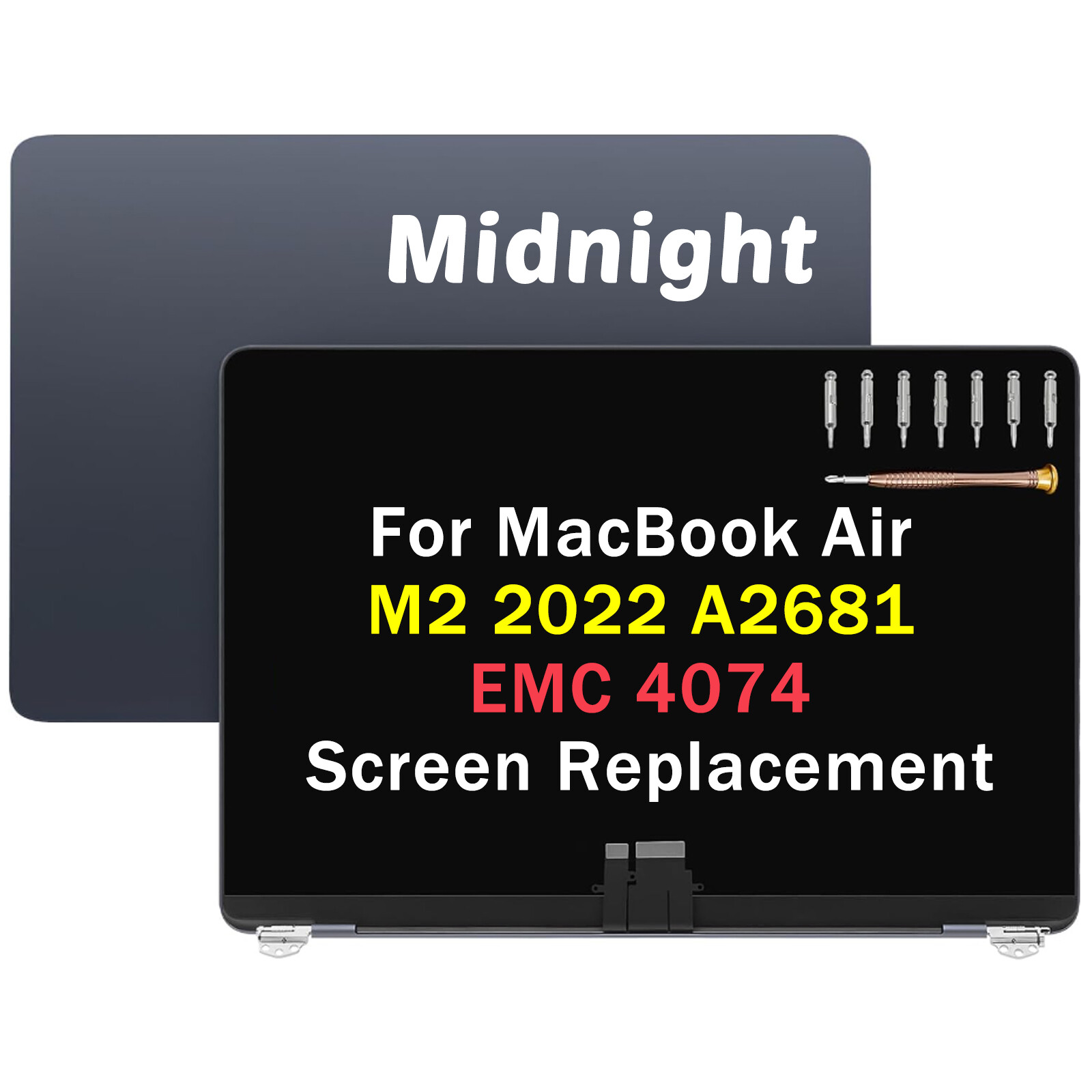 LCD Screen Display Assembly MacBook Air 13.6″ M2 A2681 2022 EMC 4074 Midnight