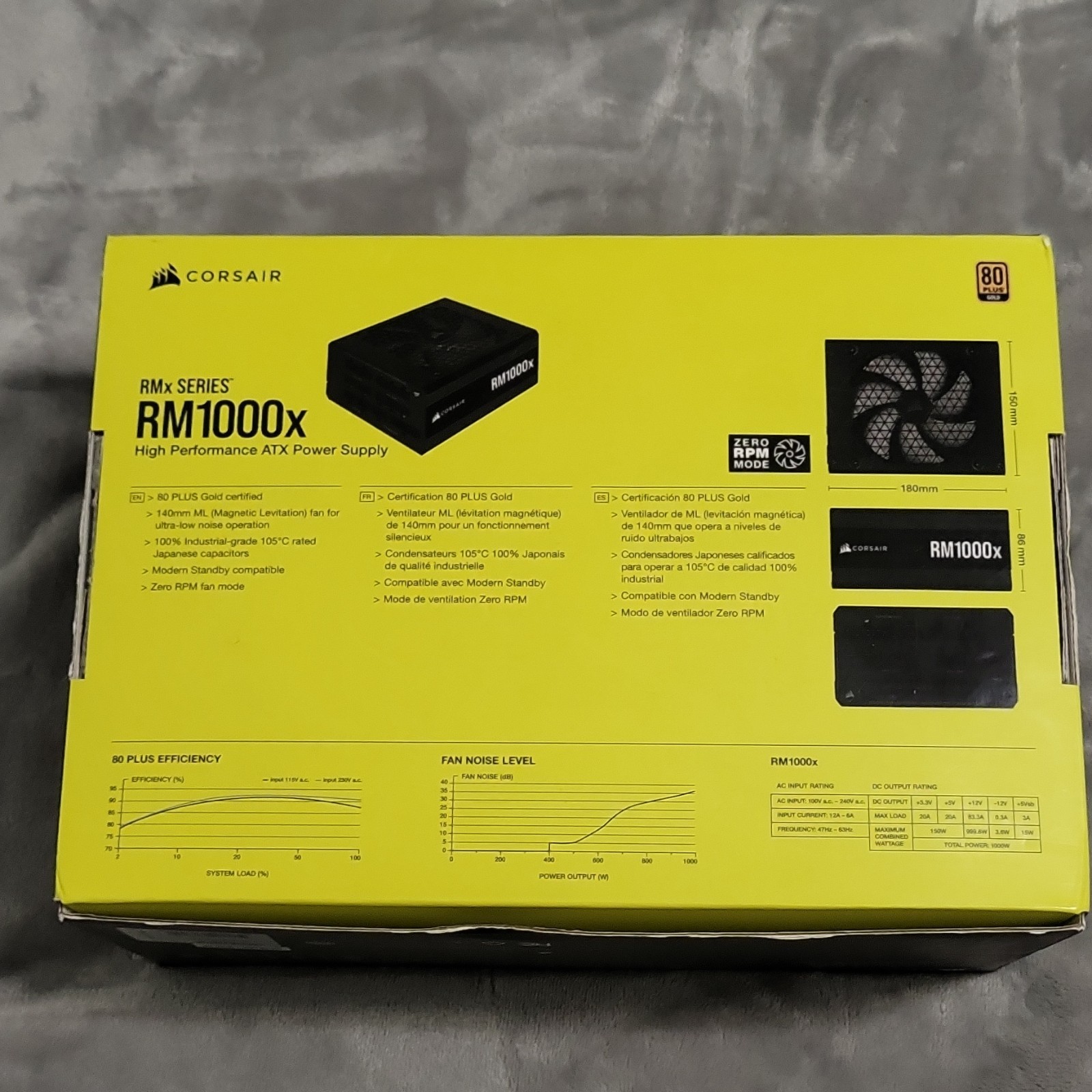 Corsair RM1000x 1000W ATX Modular Power Supply PSU Black w/ Cables Box