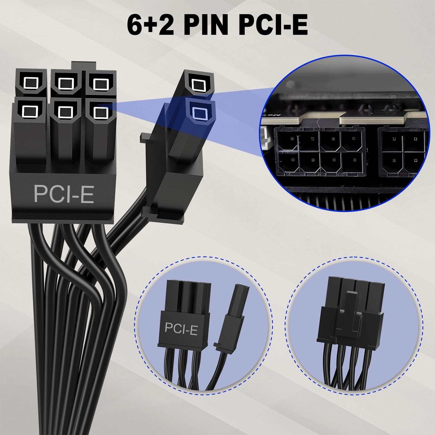 J&D PCIe Cable, Male to Male 8 Pin to 6+2 Pin GPU Power Cable, Compatible wit…