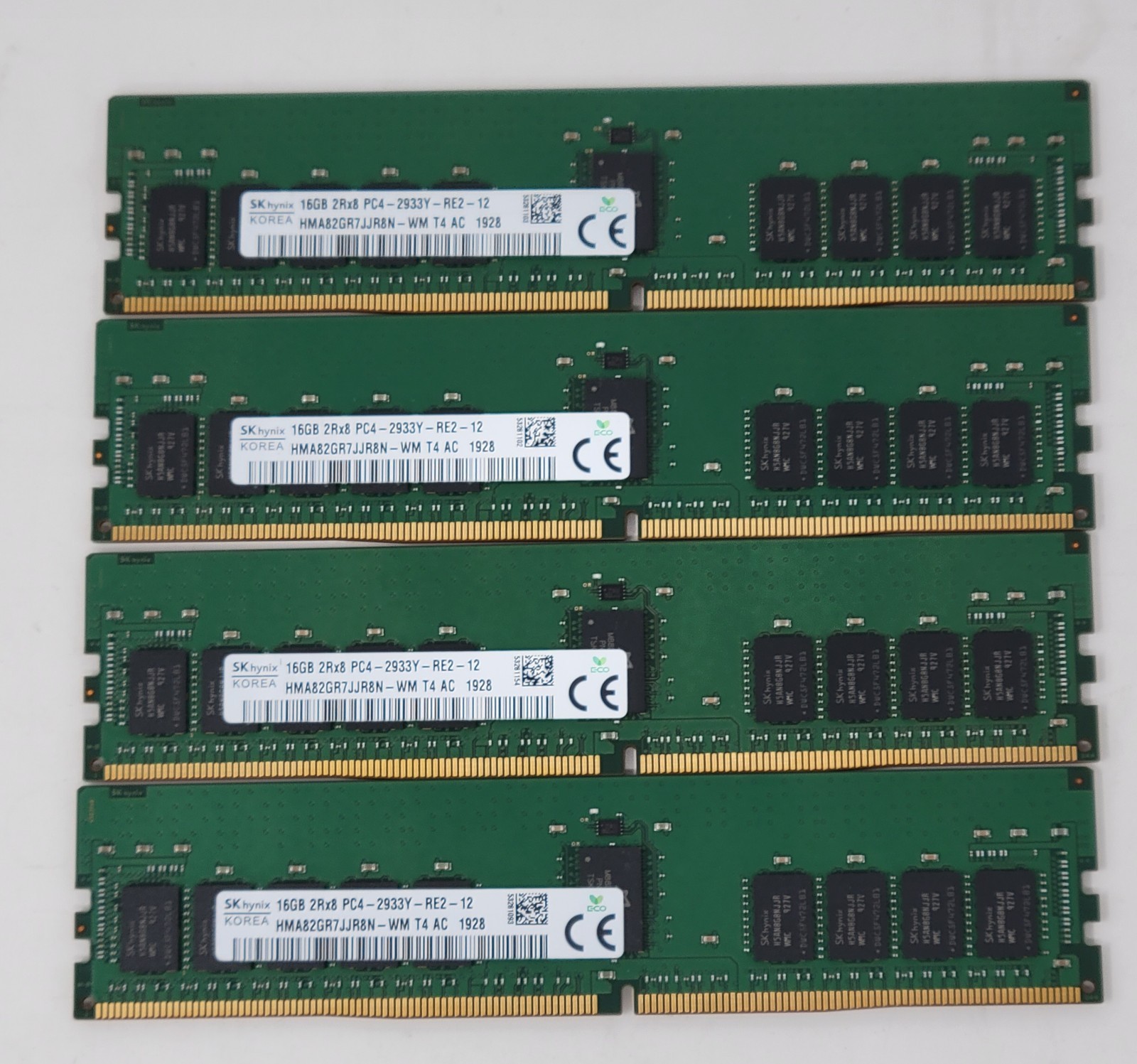 Lot of 4 16GB SK hynix 2Rx8 PC4-2933Y-RE2-12 DDR4 ECC RDIMM
