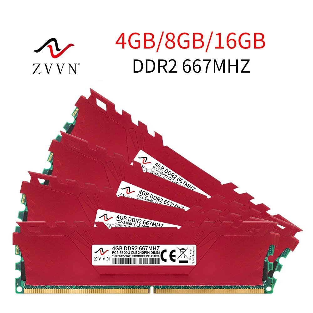16GB 8GB 4GB DDR2 667MHz PC2-5300U 240Pin intel Desktop PC Memory SDRAM LOT Red