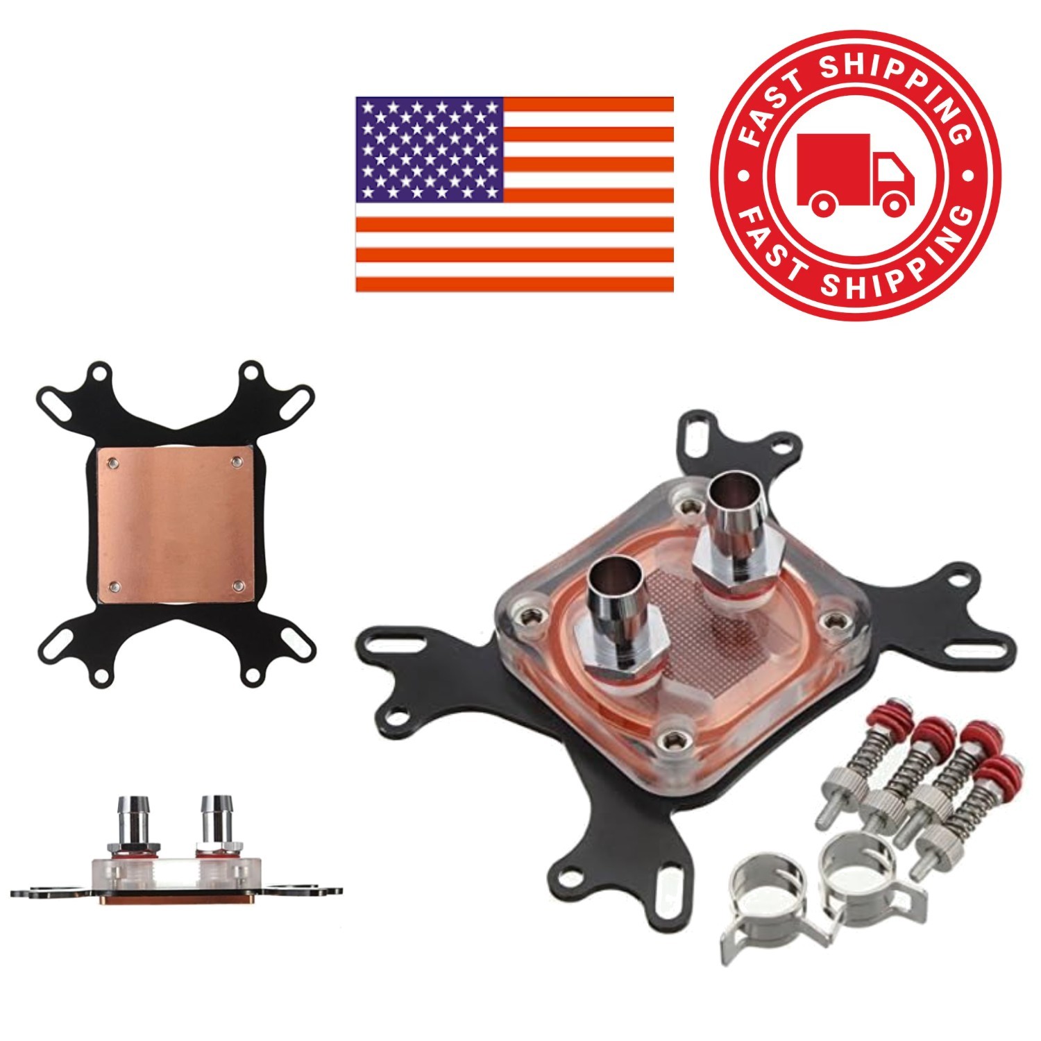 CPU Water Cooling Block with 50mm Copper Base for AMD and Intel Processors