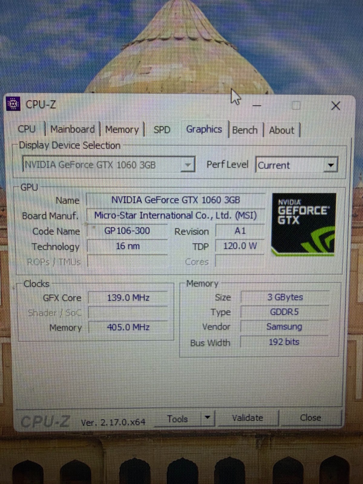 MSI NVIDIA GEFORCE GTX 1060 GRAPHICS CARD