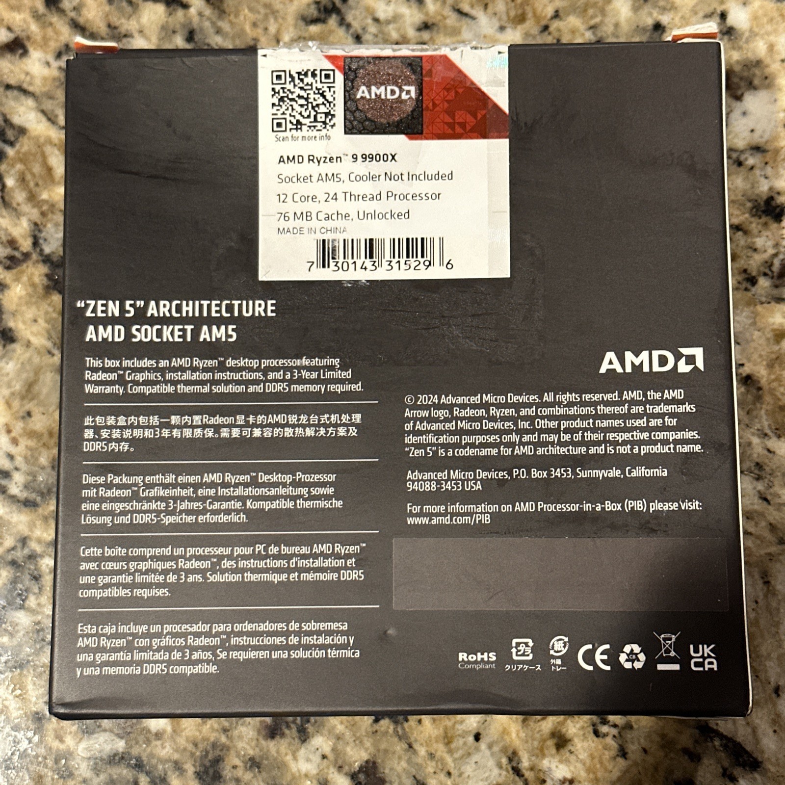 AMD Ryzen 9 9900x CPU 9000 Series Processor