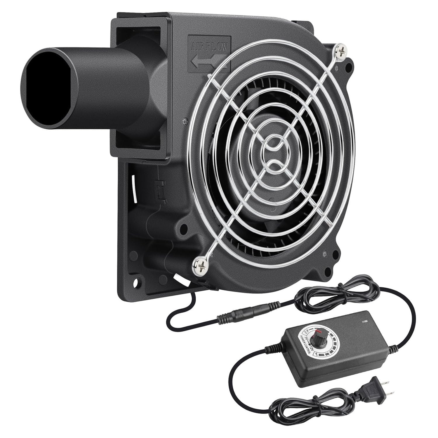 120Mm X 32Mm Dual Ball Blower Fan 12V with 110V – 240V AC Plug Variable Speed Co