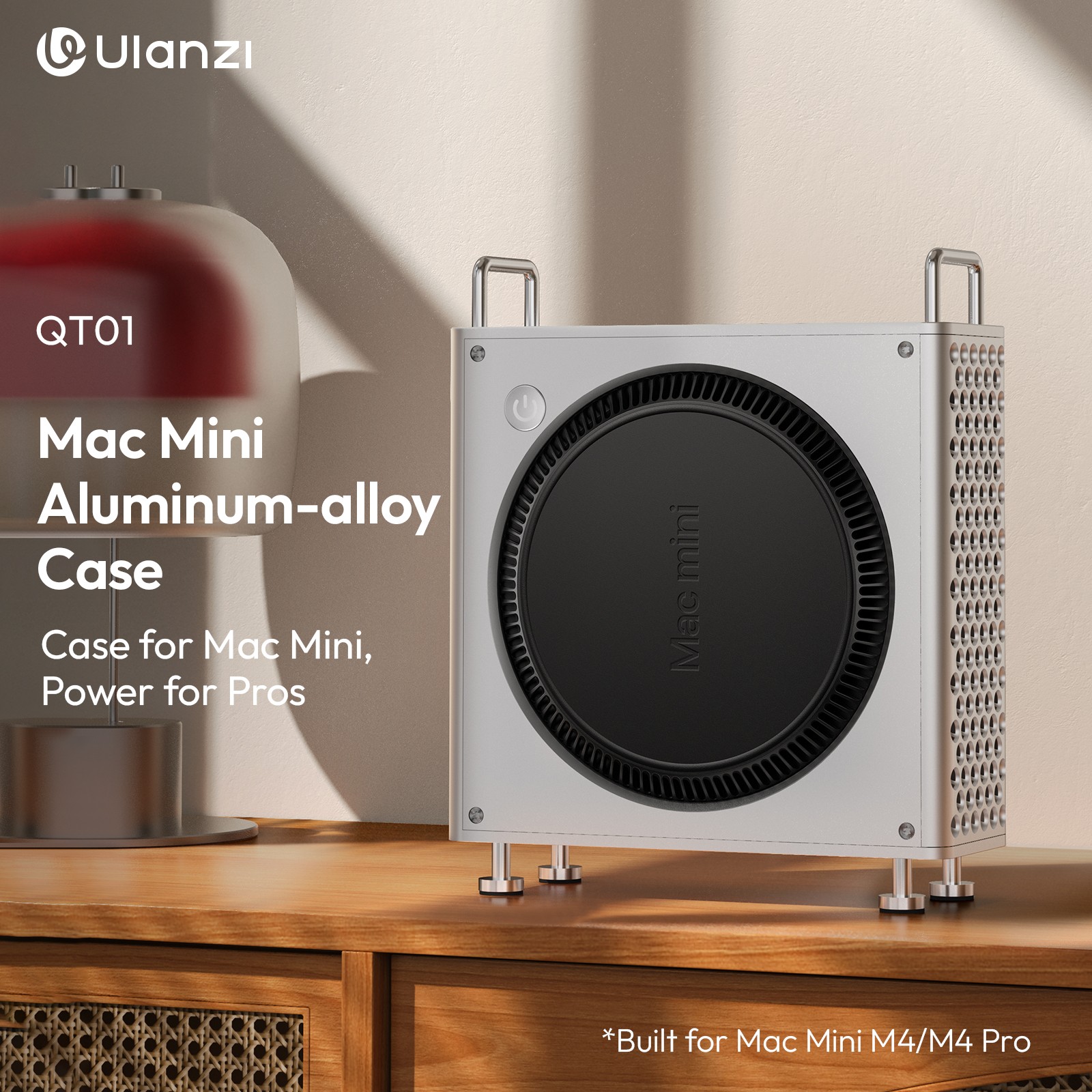 Ulanzi QT01 Aluminum Alloy Case for Mac Mini M4 M4 Pro Desktop Tower