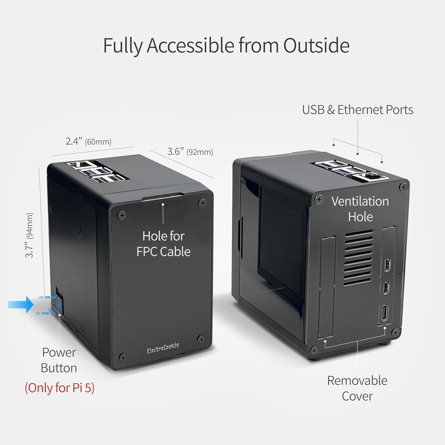 Mini PC Case for Raspberry Pi 5 with M.2 Nvme SSD Pcie HAT and Active RGB Lighti