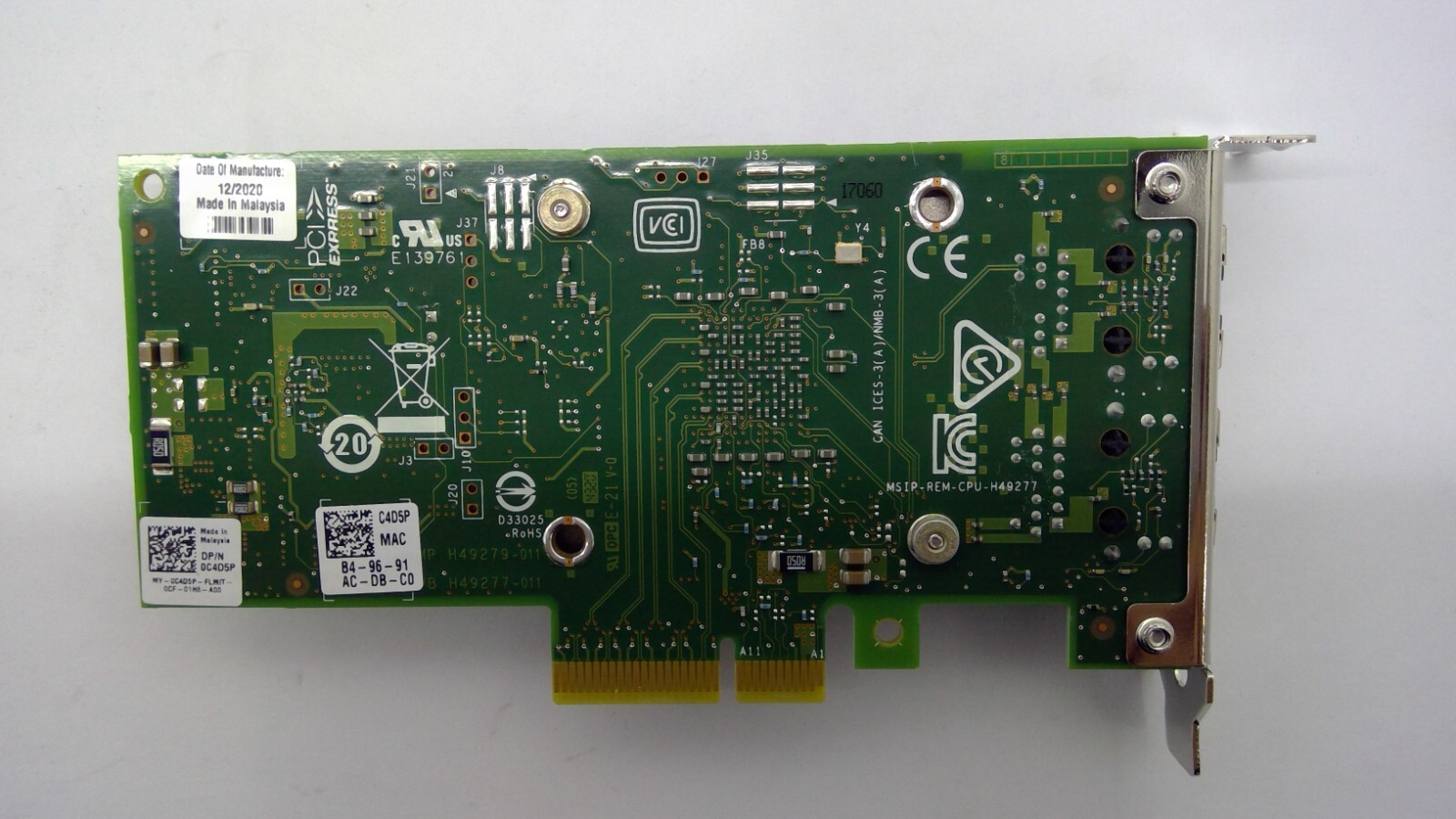 Genuine Intel X550-T2 10Gbe Ethernet Network Adapter Dell C4D5P w/ExpansionCard