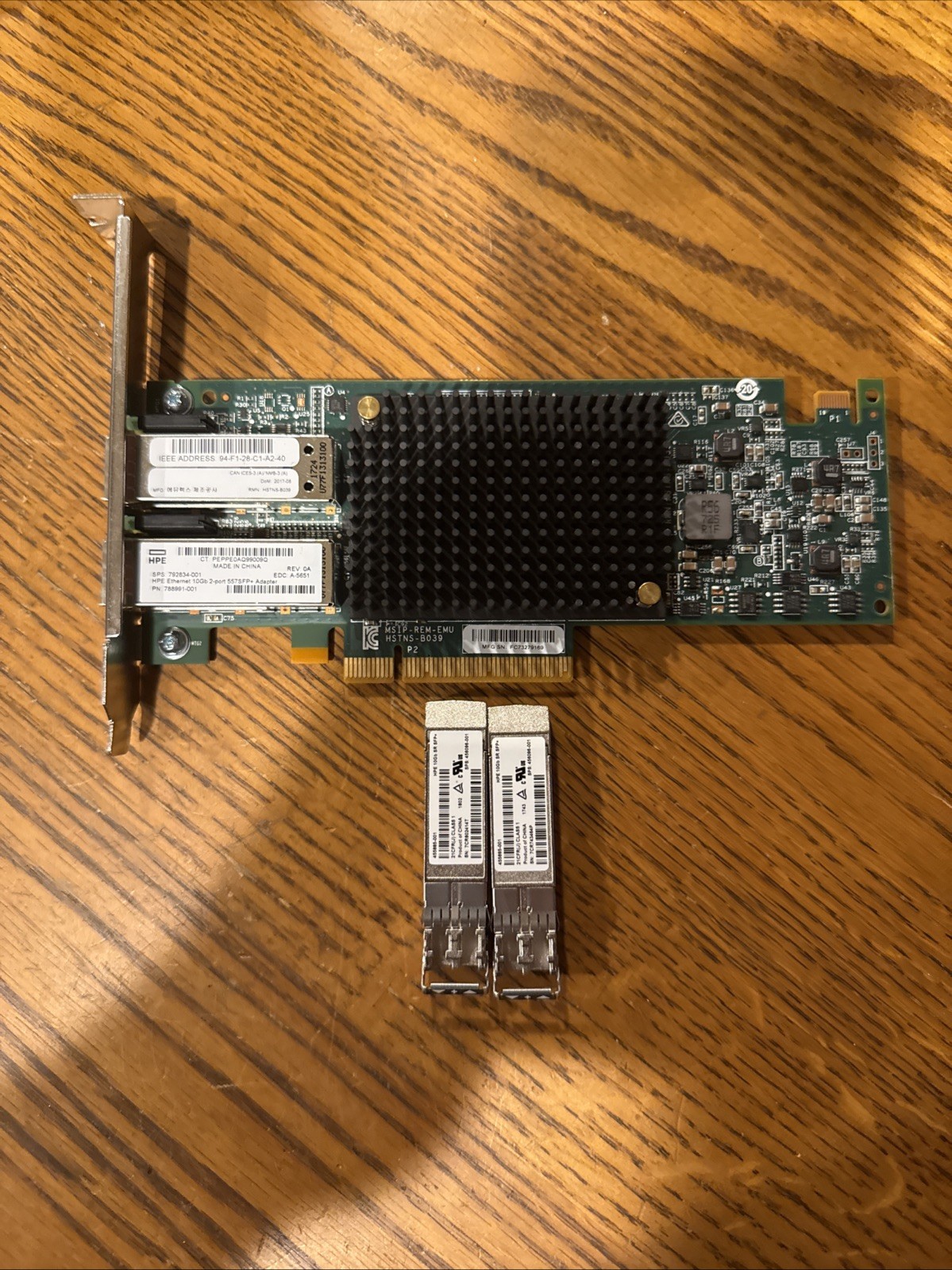 HPe 792834-001 2-Port 10Gb SFP+ PCI-E 3.0 x8 Ethernet Adapter 788991-001 557SFP+