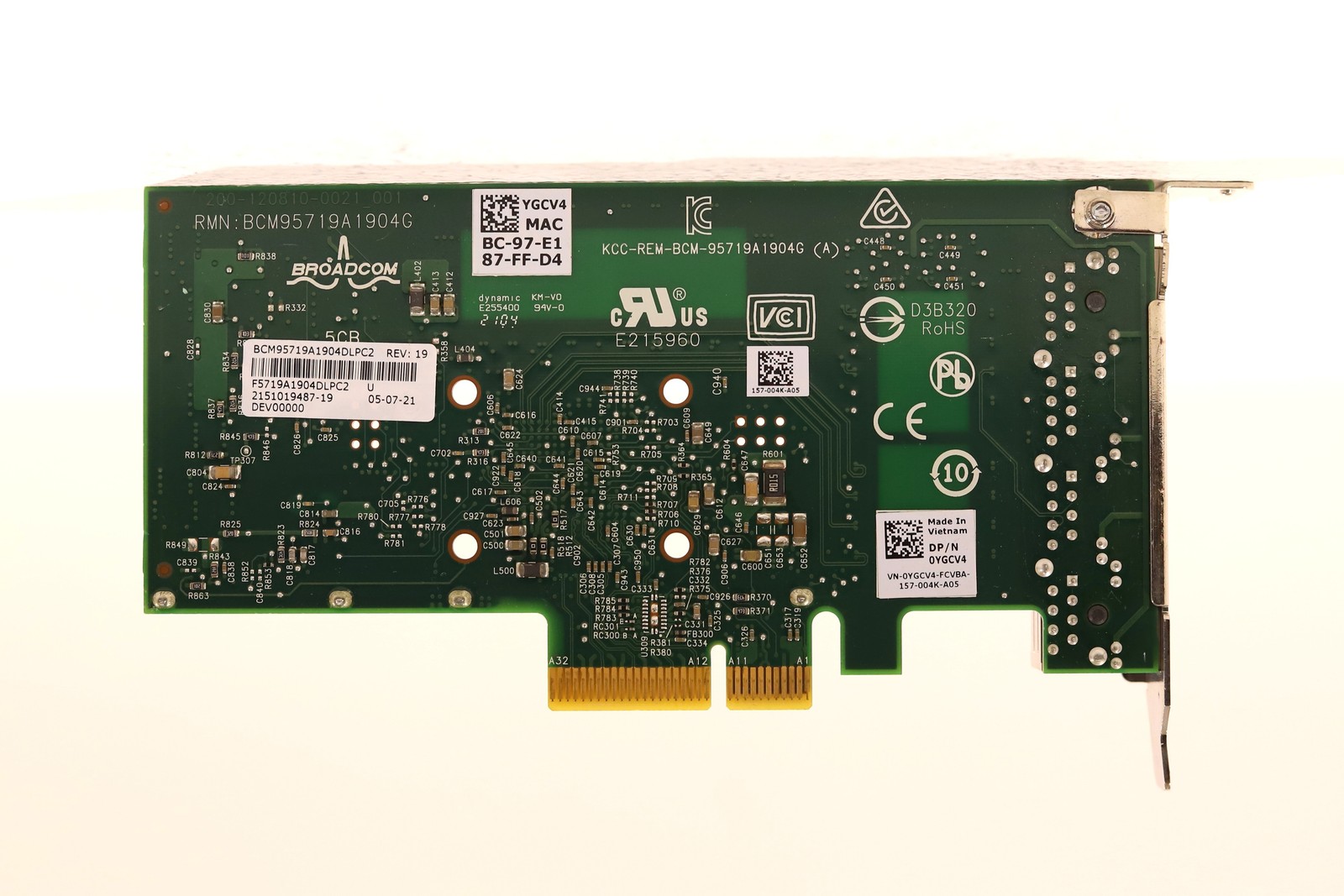 Dell Broadcom BCM5719 4-Port Gigabit PCIe x4 Network Card Dell P/N:0YGCV4 Tested