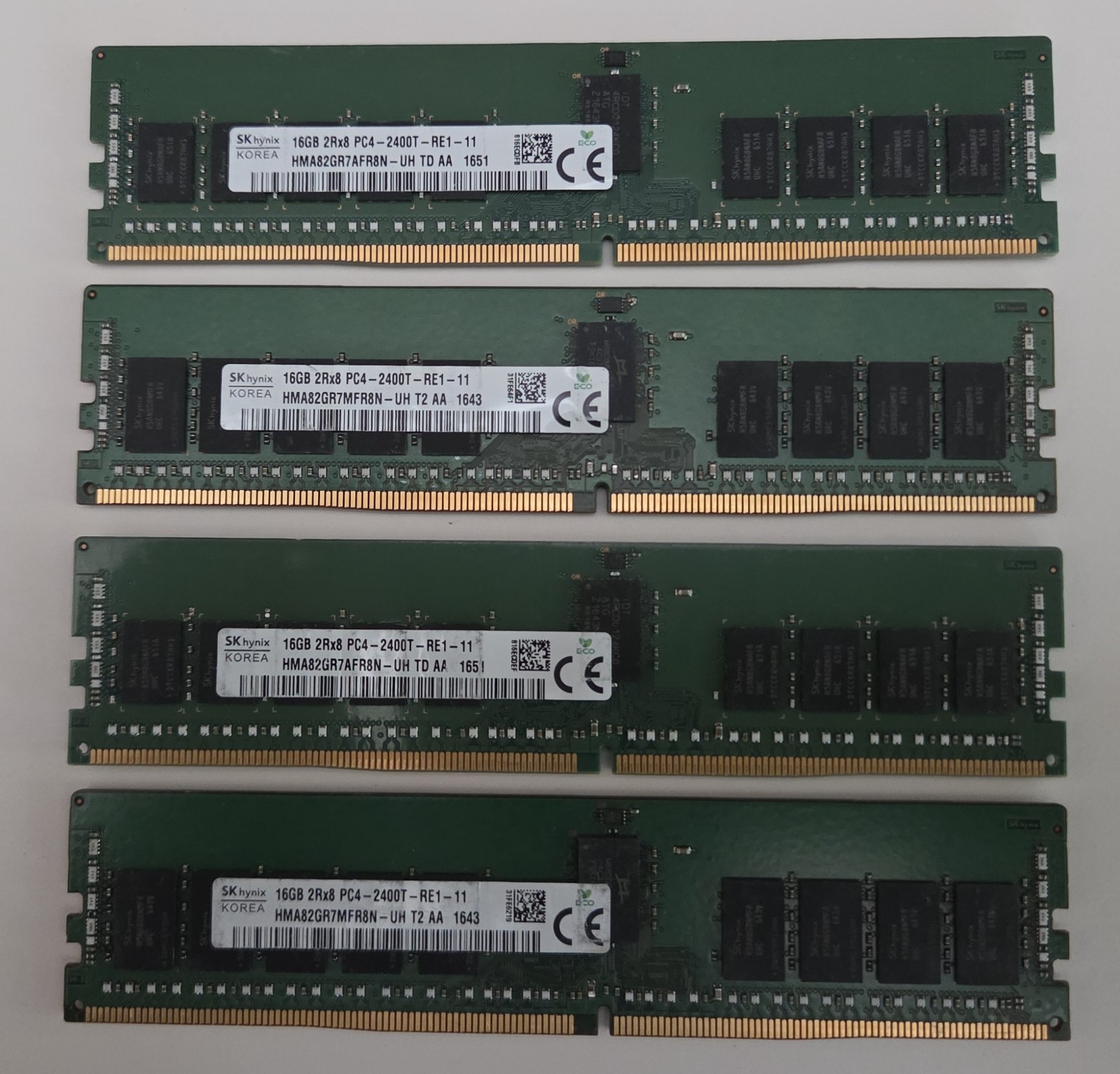 4 – skHynix 16GB (2X8) server SDRAM modules PC4 2400T -64GB total