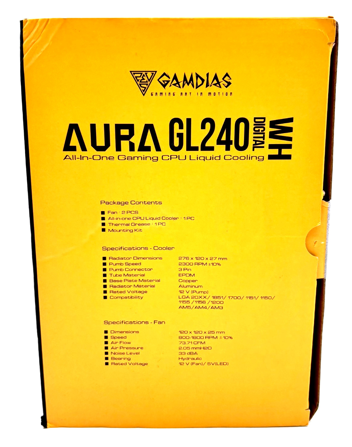 GAMDIAS AURA GL240 WH RGB Liquid CPU Cooler Digital Display White