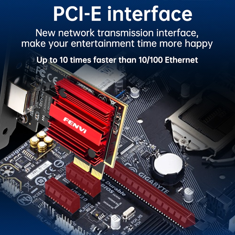 2.5G PCIe Ethernet Card RTL8125 2500Mbps RJ45 Gaming NIC Low-Profile Win/Linux