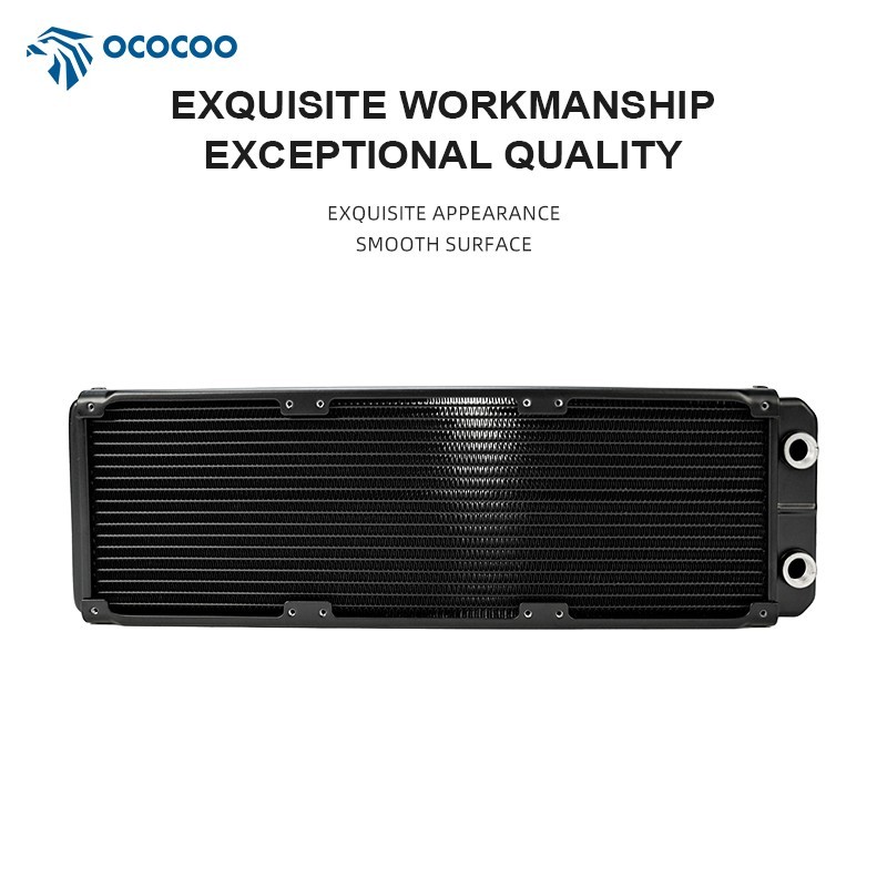 OCOCOO 360mm Aluminum Water Cooling Radiator 18 Waterways 37.5mm Thick G1/4 PC