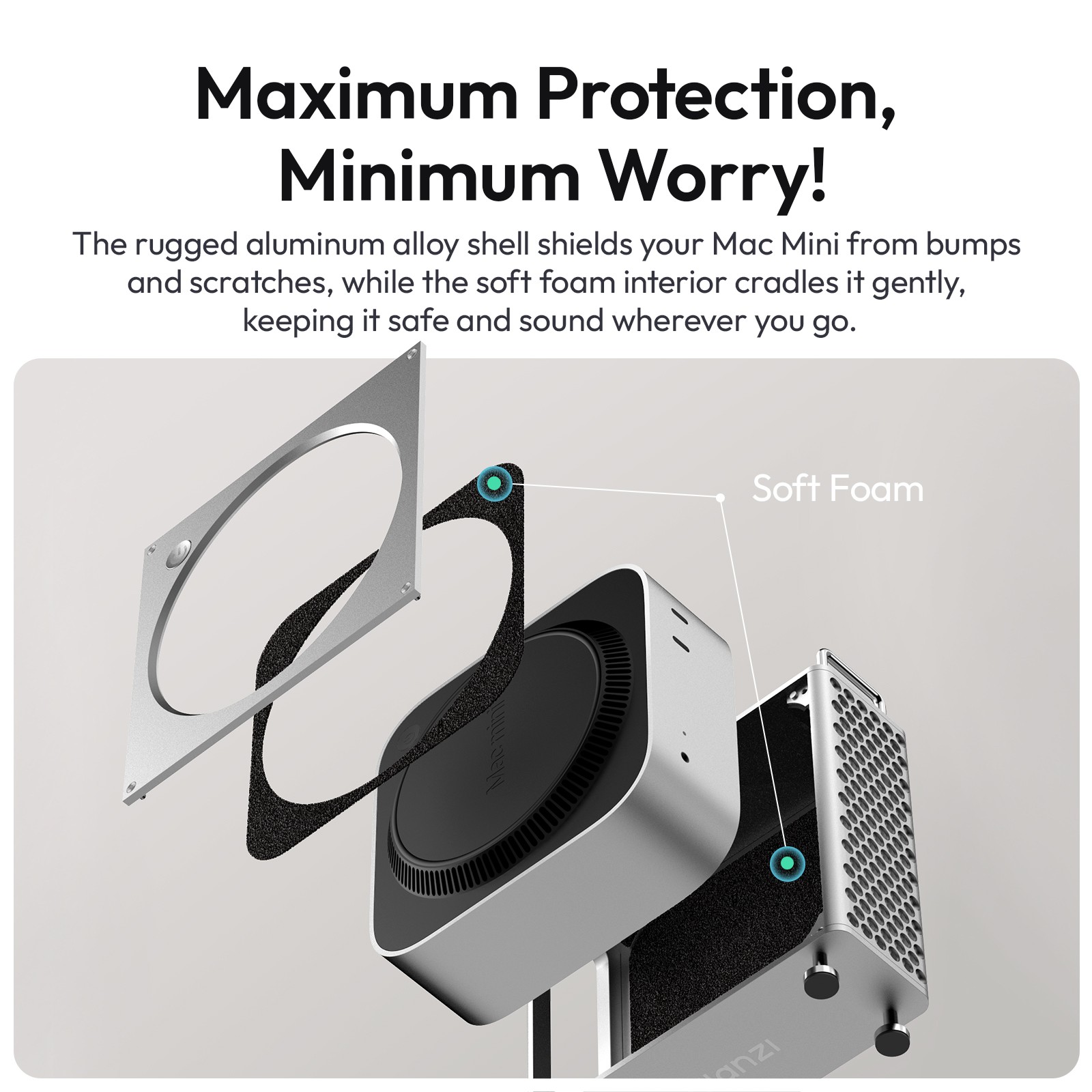 Ulanzi QT01 Aluminum Alloy Case for Mac Mini M4 M4 Pro Desktop Tower
