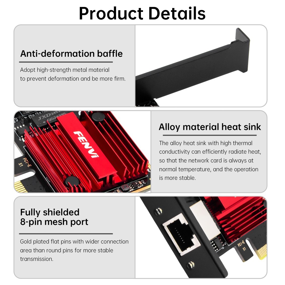 2.5G PCIe Ethernet Card RTL8125 2500Mbps RJ45 Gaming NIC Low-Profile Win/Linux