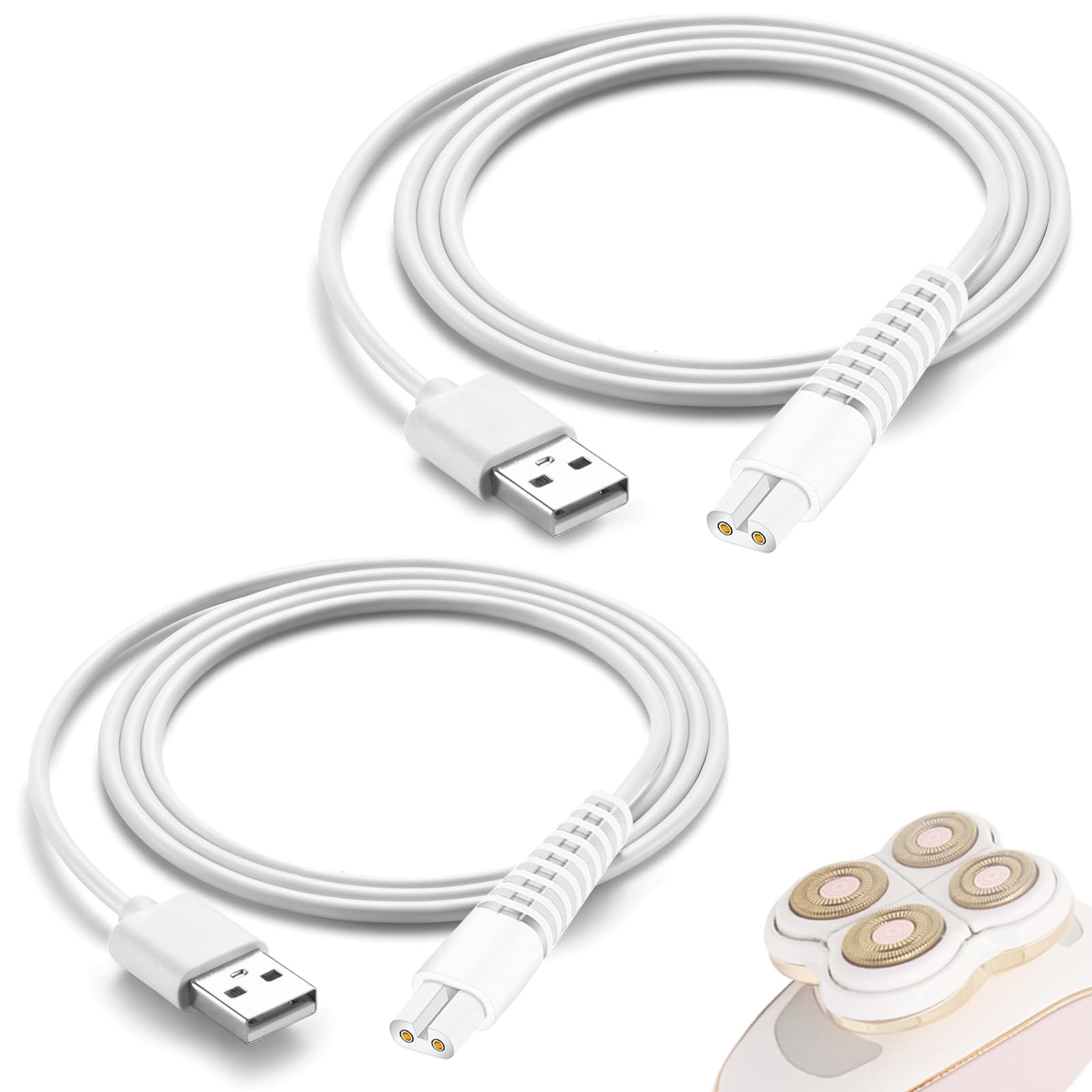 Charging Cable Replacement for Flawless Legs 1 Count (Pack of 2), White