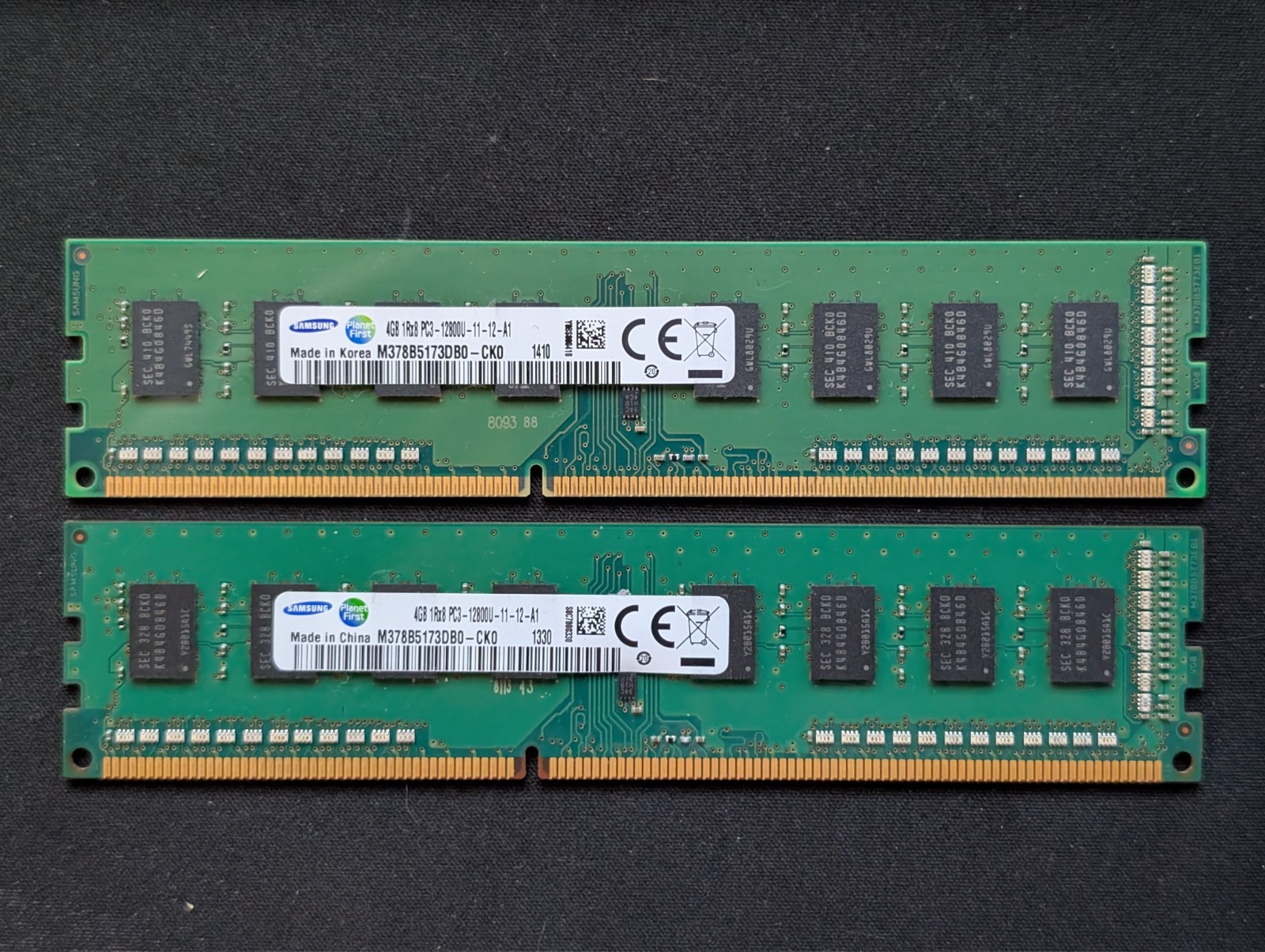 2x4gb (8gb total) Samsung 1Rx8 PC3-12800U-11-12-A1 DDR3 Desktop RAM