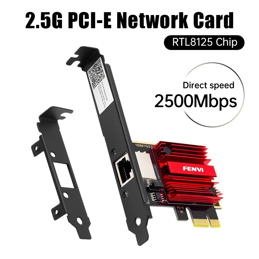 2.5G PCIe Ethernet Card RTL8125 2500Mbps RJ45 Gaming NIC Low-Profile Win/Linux