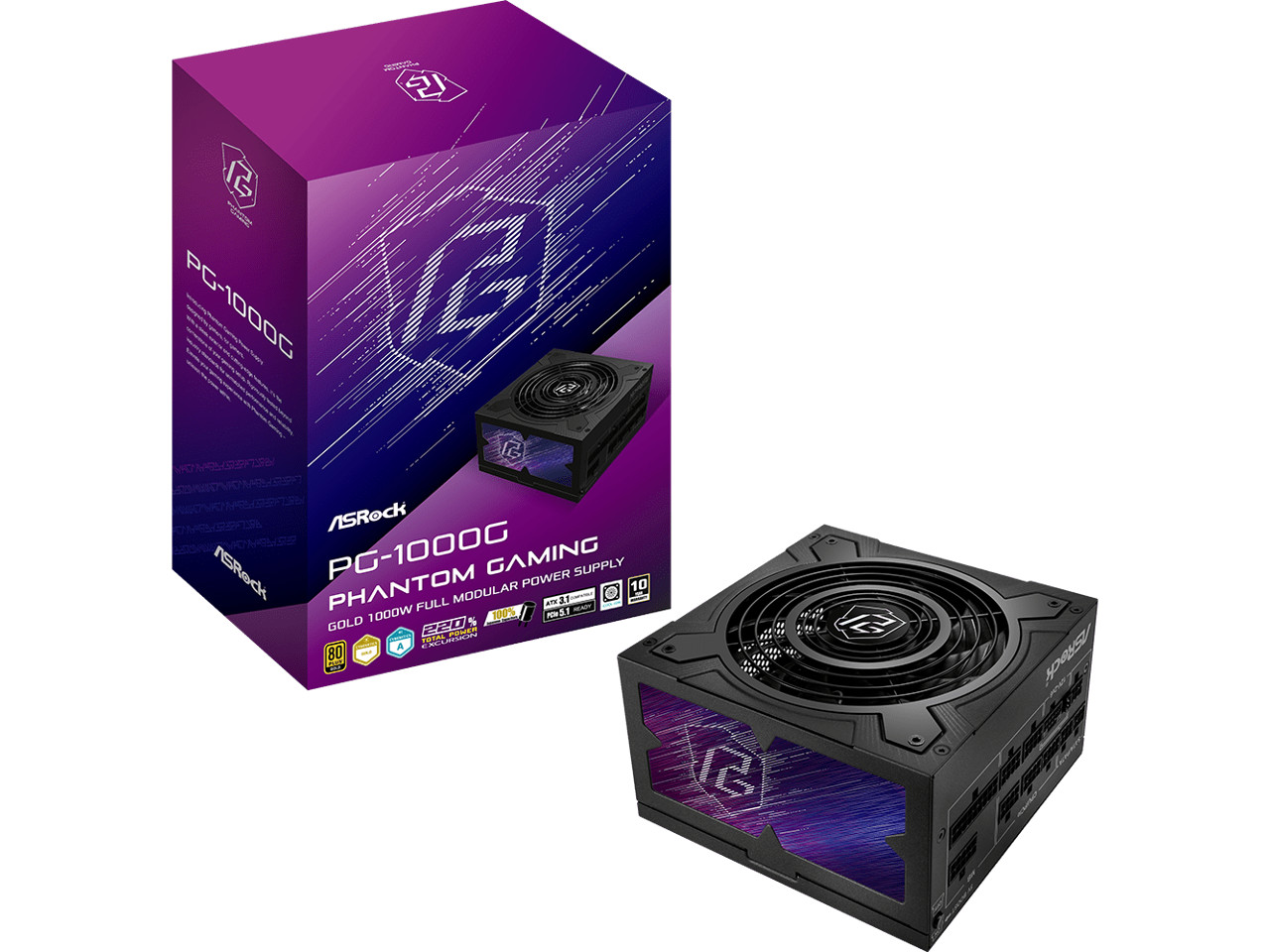 AASRock Phantom Gaming PG-1000G 1000W 80 PLUS GOLD & Cybenetics GOLD Full Modula