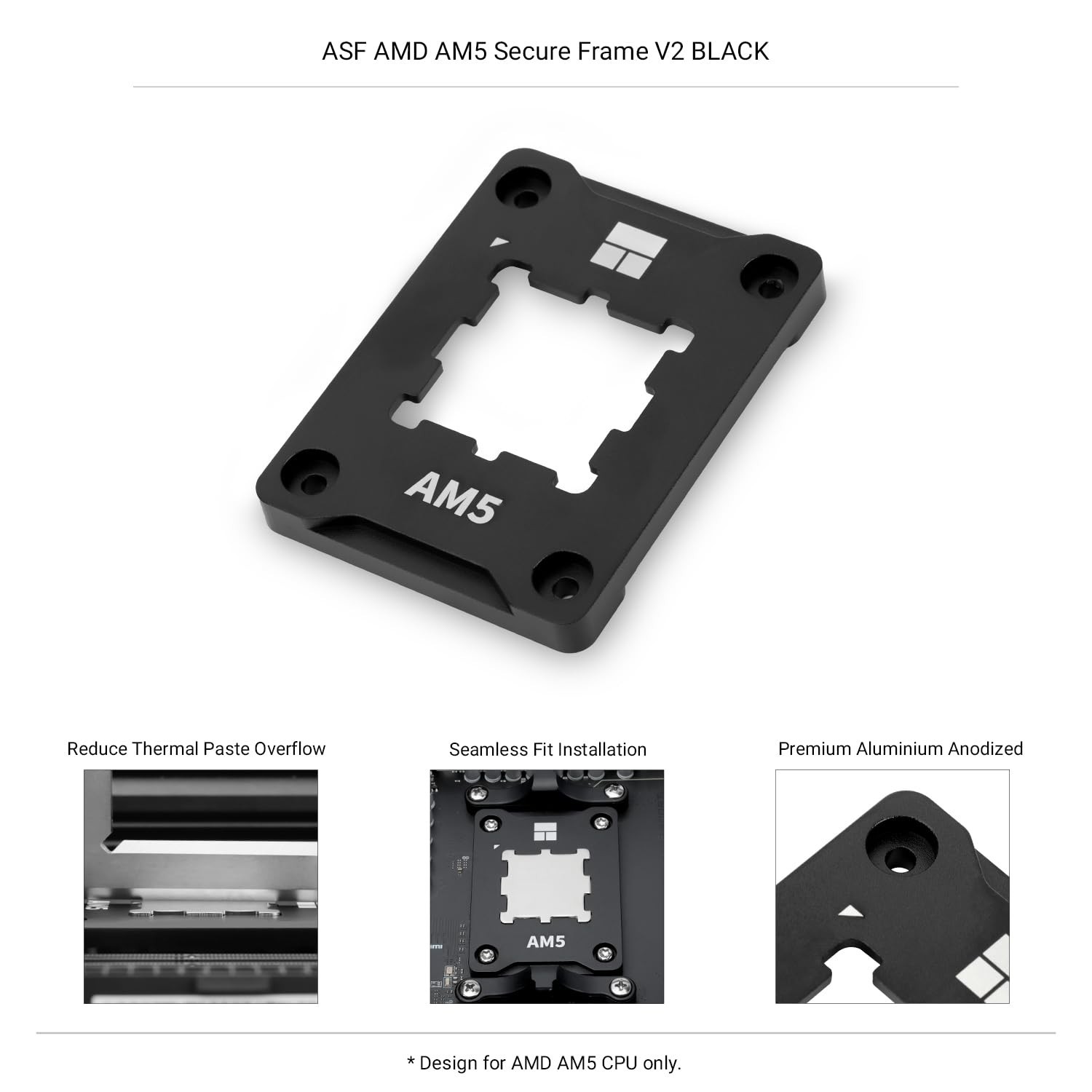 Thermalright ASF Black V2 AM5 CPU Holder, AM5 Anti-Bending Contact Frame, Black