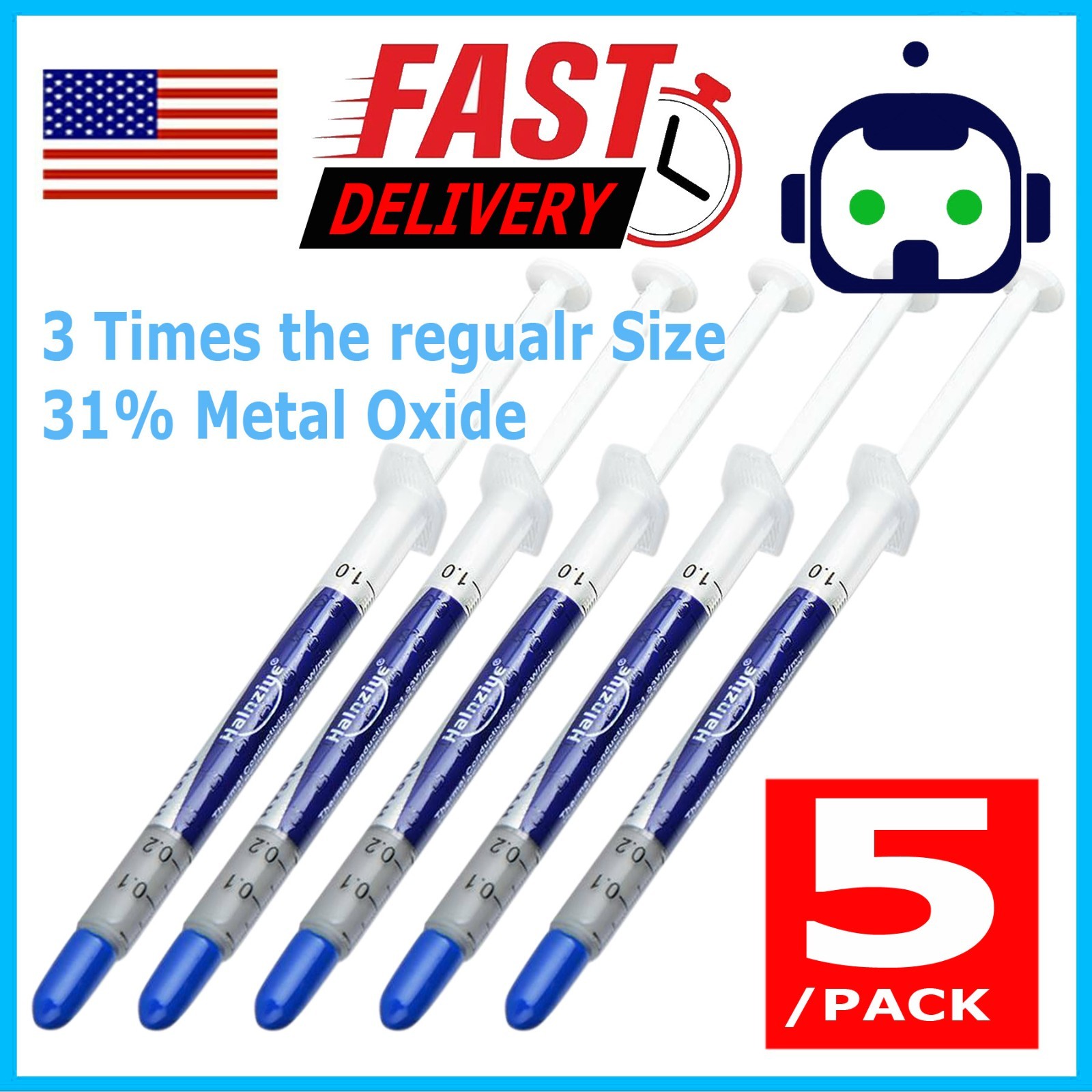 (5 Pack) Gold Thermal Grease CPU Heatsink Compound Paste Syringe 5X