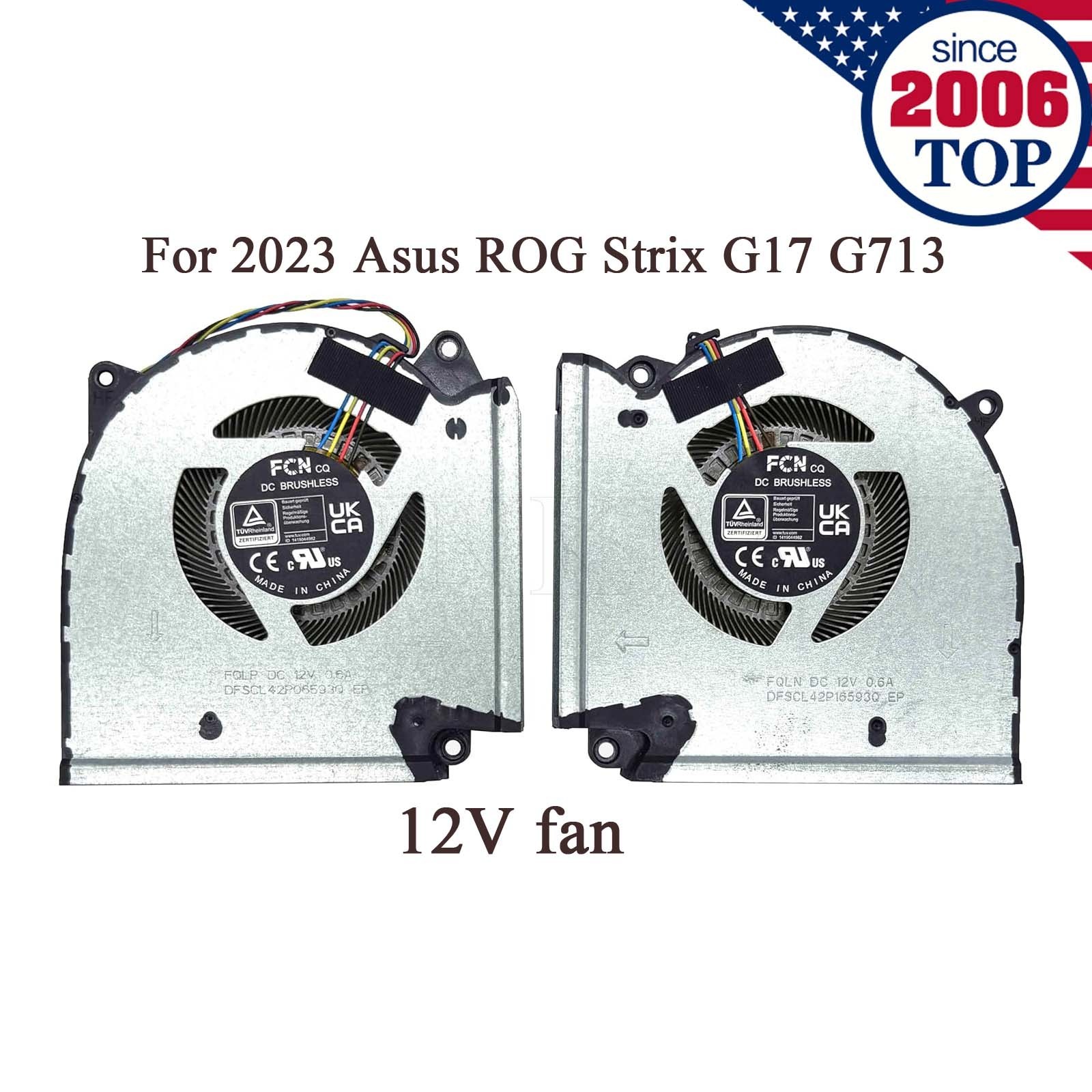 12V New CPU+GPU Cooling Fan for 2023 Asus ROG Strix G17 G713 G713PU G713PV